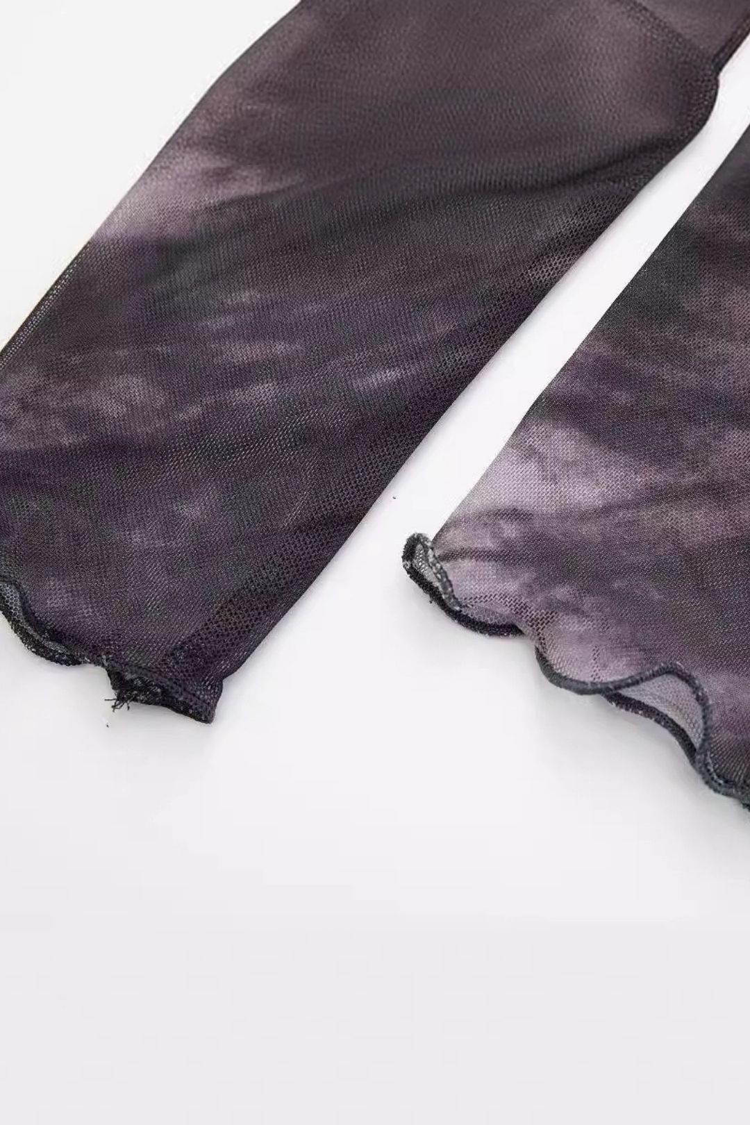 Casual Pleated Decorative Printed Tulle Top