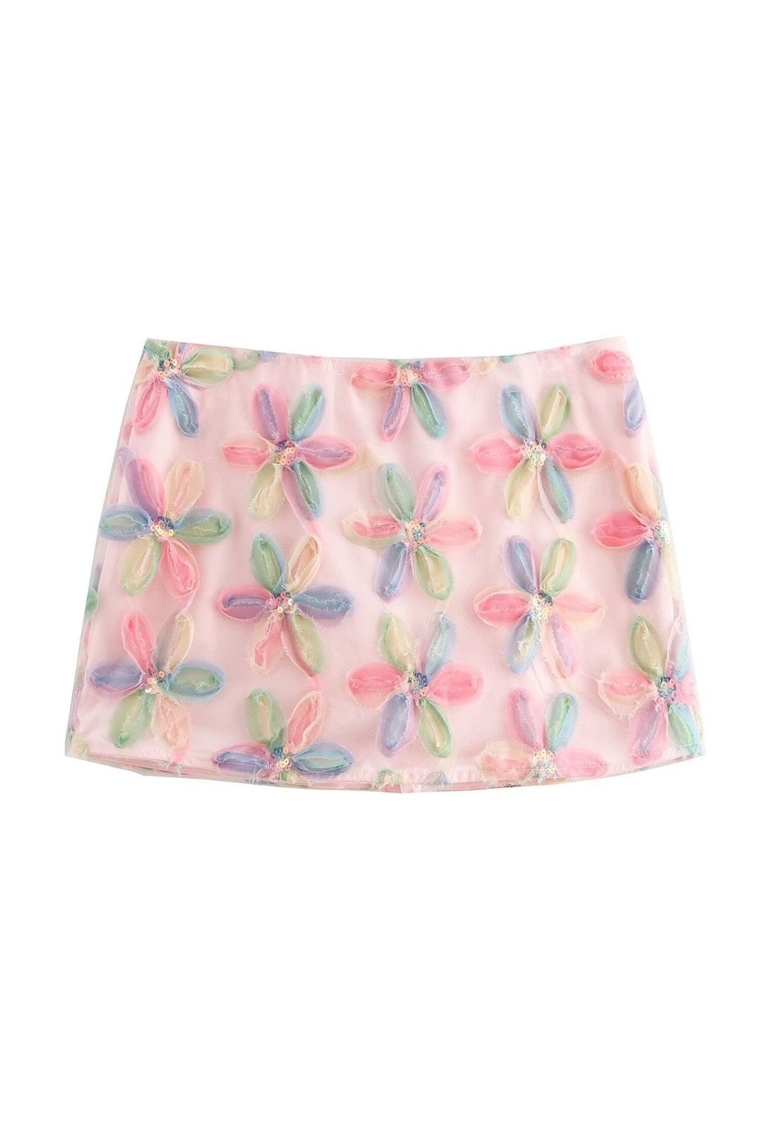 Short Skirt Heavy Industry Colorful Three-dimensional Flower Skirt