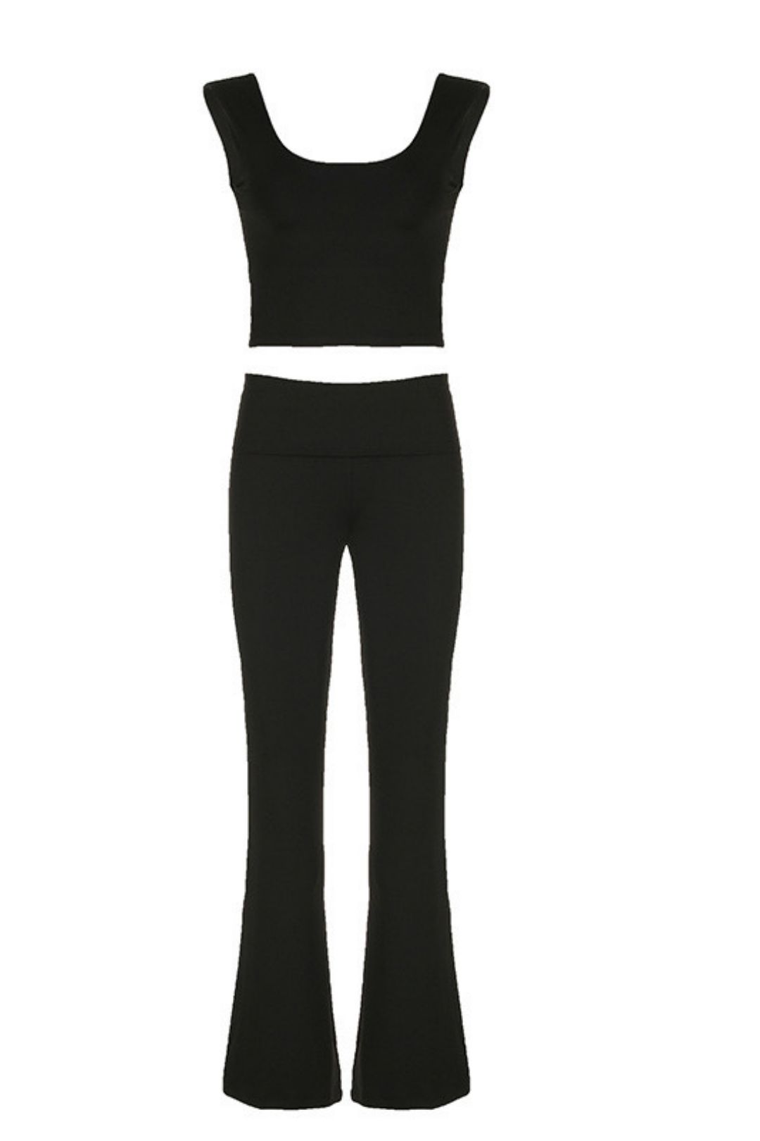 Solid Color Square Collar Vest Micro-flared Trousers Suit Yoga Fitness Two-piece Summer Set
