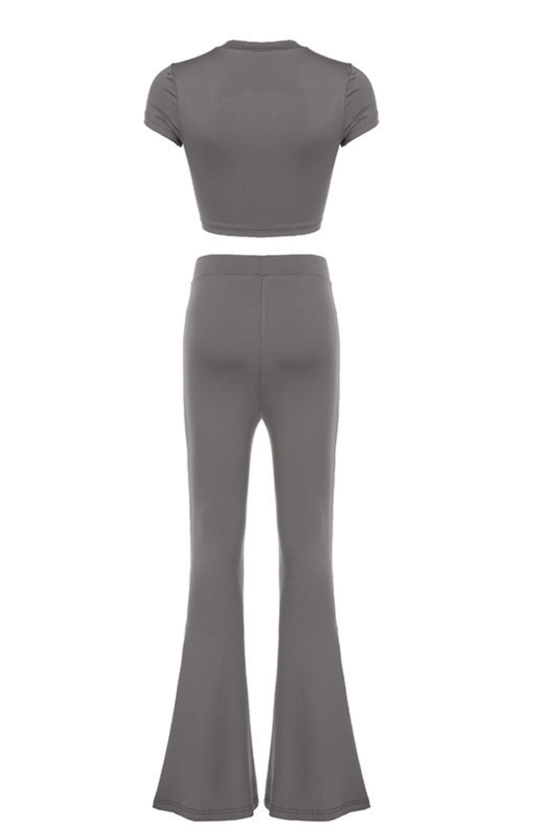 Navel-baring Short-sleeved Tops, High-waisted Bell-bottom Pants, Yoga Sexy Two-piece Set