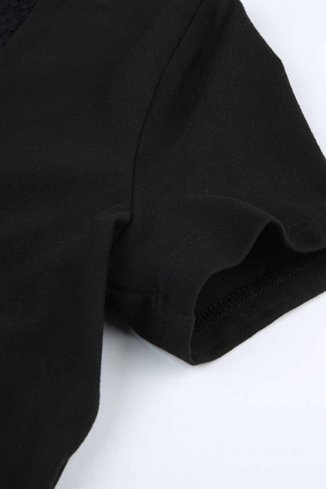 Lace Splicing V-neck Personalized Street Spring And Summer Tight Short-sleeved Jumpsuit