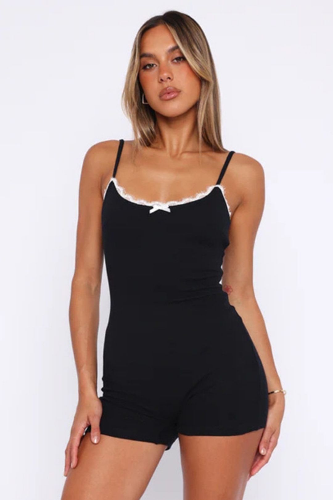 Solid Color Tight-fitting High-elastic Adjustable Suspender Jumpsuit