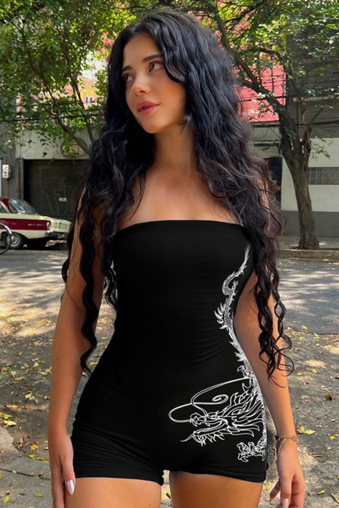 Print Bandeau Jumpsuit Tight Hip-covering Sleeveless Chest-covering Sports One-piece Shorts