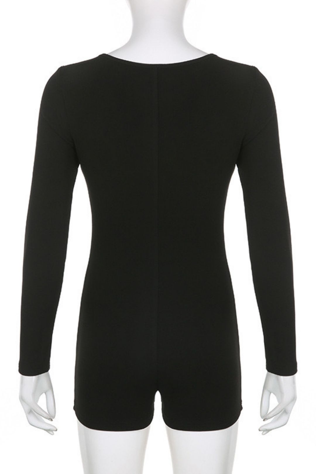 Solid Color Basic Hollow Slim Long-sleeved Jumpsuit