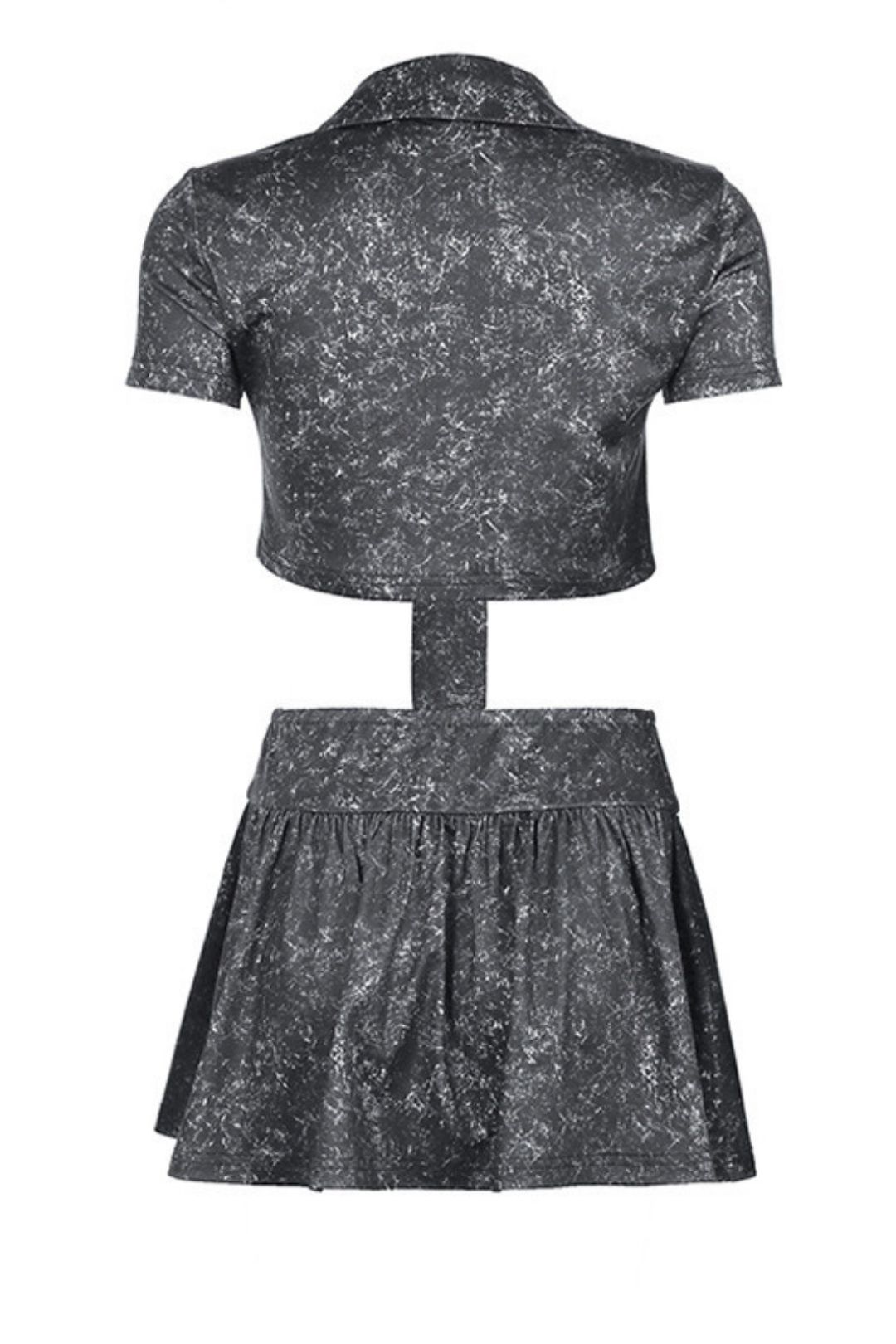 Shirt Tie Top Navel Revealing Sexy A-Line Skirt Set Two-piece Set