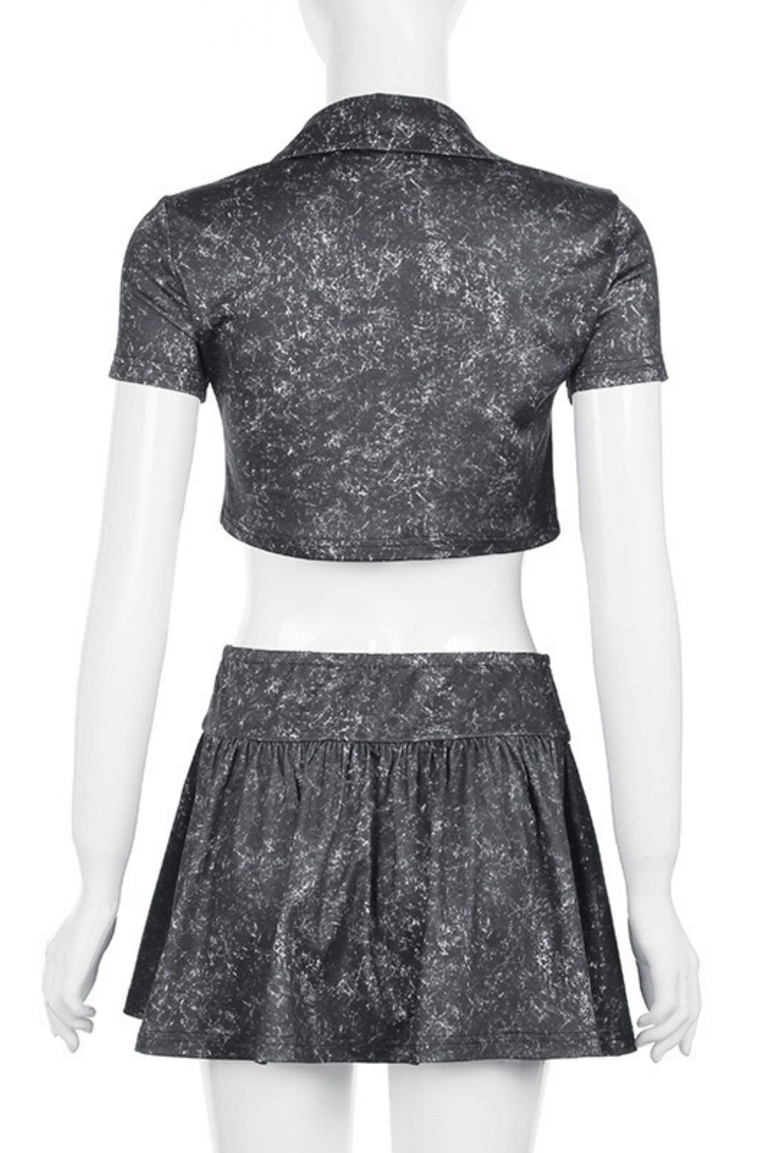 Shirt Tie Top Navel Revealing Sexy A-Line Skirt Set Two-piece Set