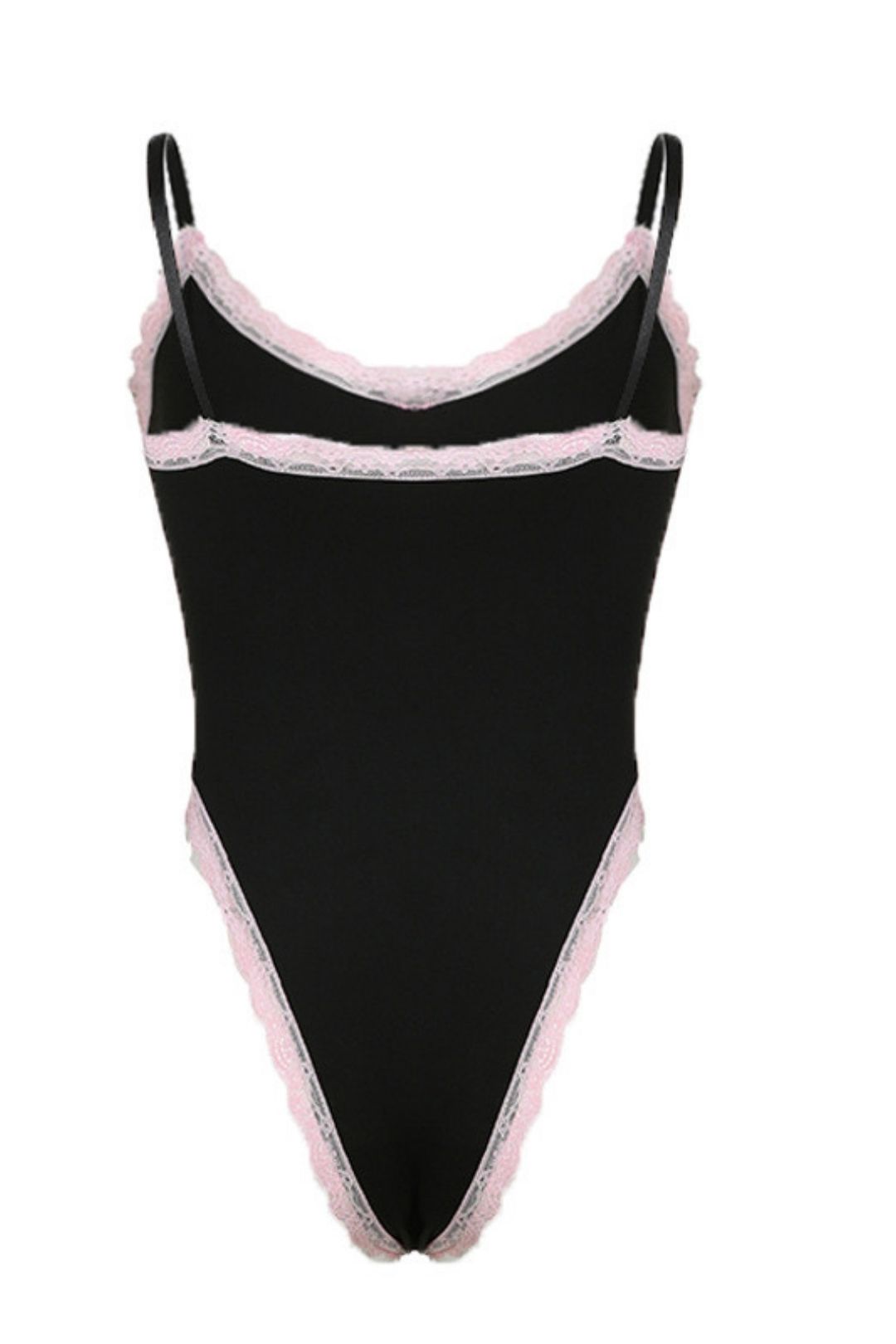 Sweet Spicy Style Lace Contrast Color Suspender Backless Jumpsuit