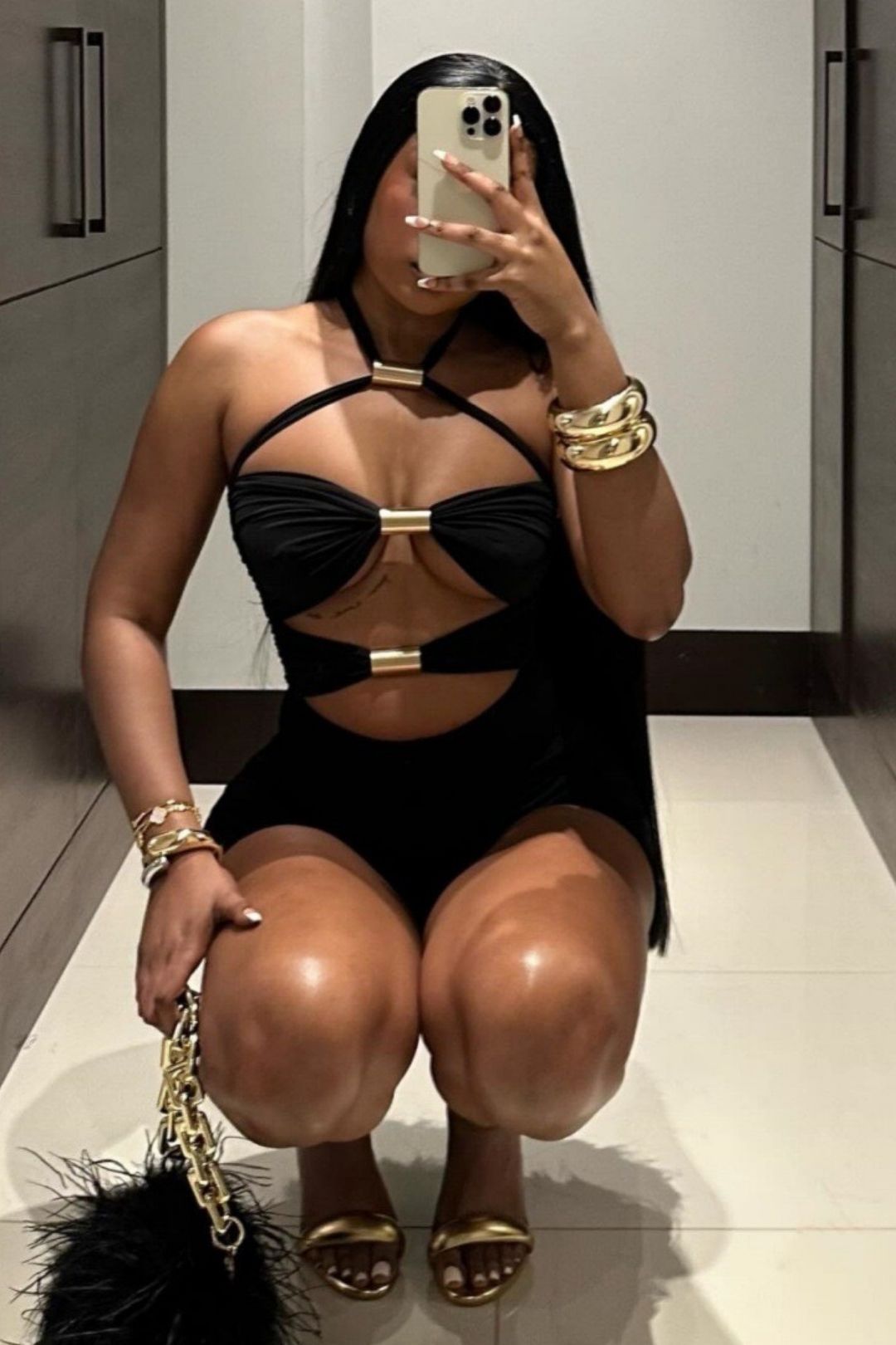 Metal Tube Splicing Contrasting Color Bow Halter Jumpsuit Shorts