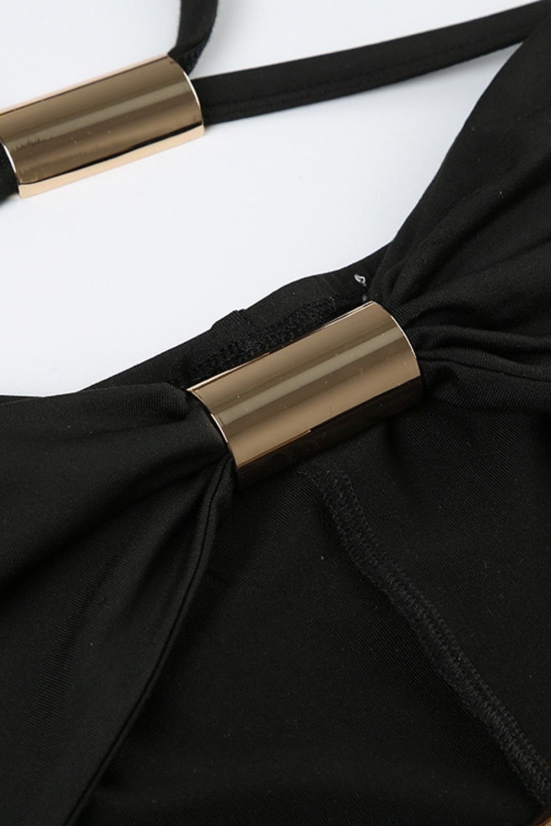 Metal Tube Splicing Contrasting Color Bow Halter Jumpsuit Shorts