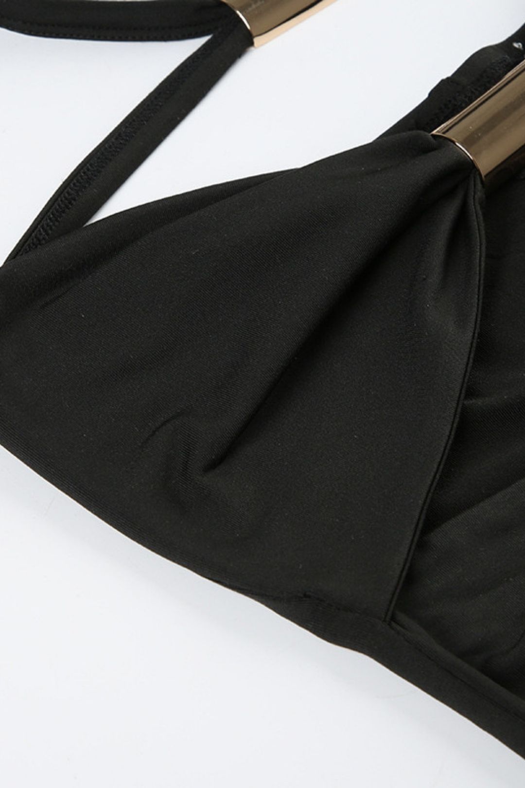 Metal Tube Splicing Contrasting Color Bow Halter Jumpsuit Shorts