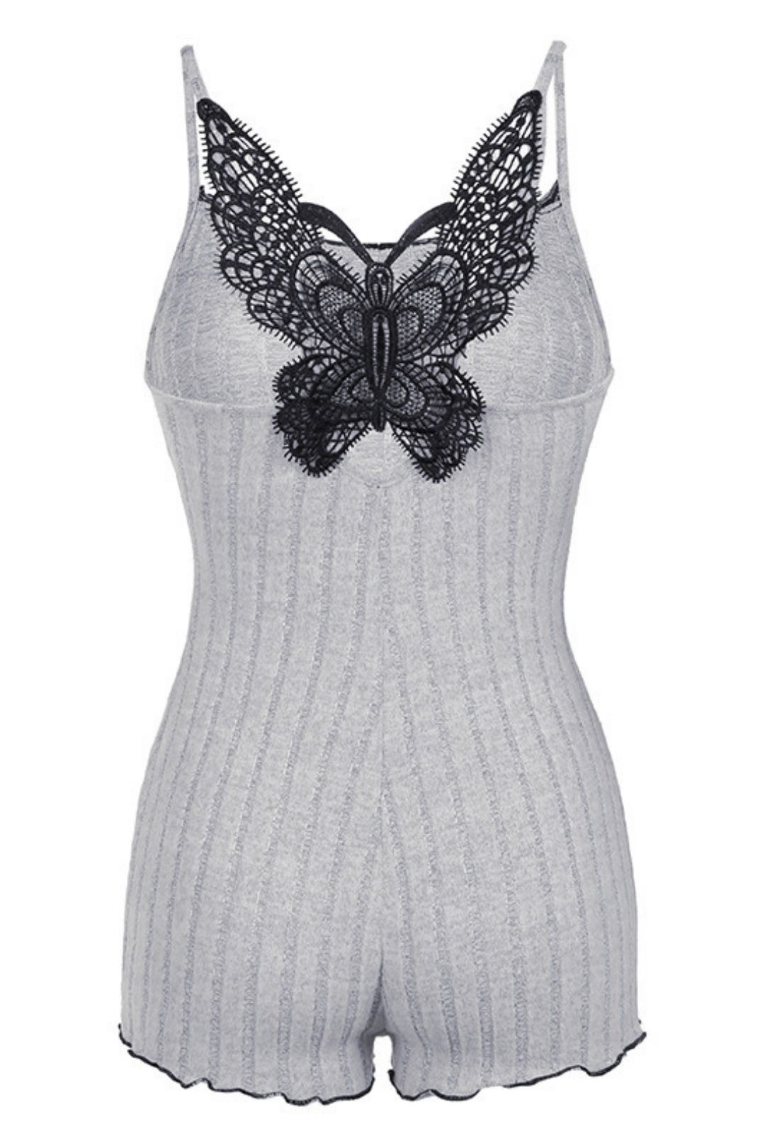 Summer Big Butterfly Lace Stitching Pure Desire Pit Strip Home Jumpsuit Shorts