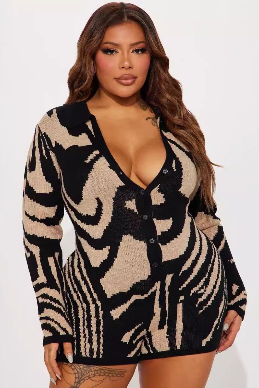 Lapel Woolen Color Block Splicing Irregular Contrasting Casual Long-sleeved Jumpsuit