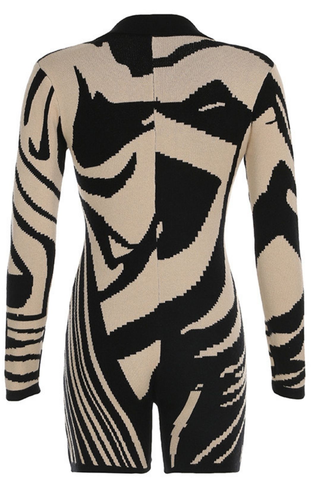 Lapel Woolen Color Block Splicing Irregular Contrasting Casual Long-sleeved Jumpsuit