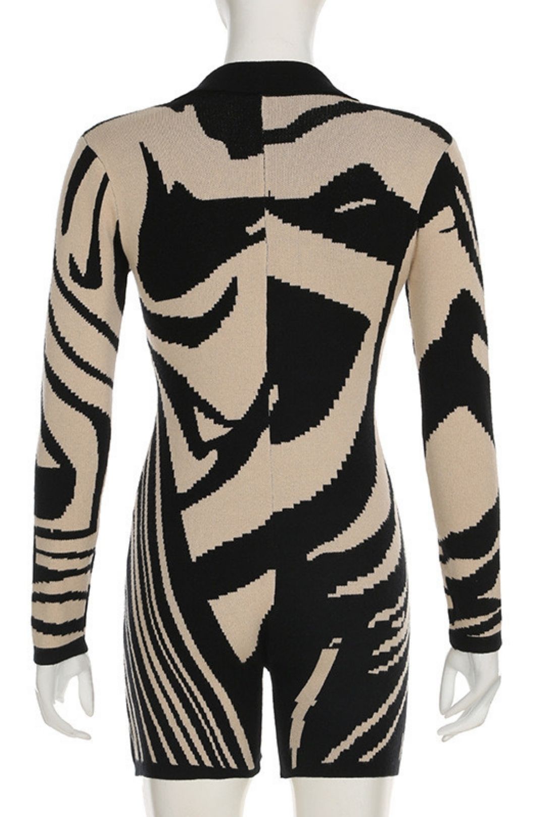 Lapel Woolen Color Block Splicing Irregular Contrasting Casual Long-sleeved Jumpsuit