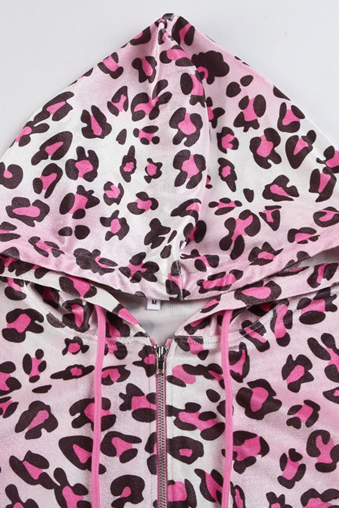 Winter Velvet Animal Print Hottie Hooded Crop Top Coat Mini Skirt Suit