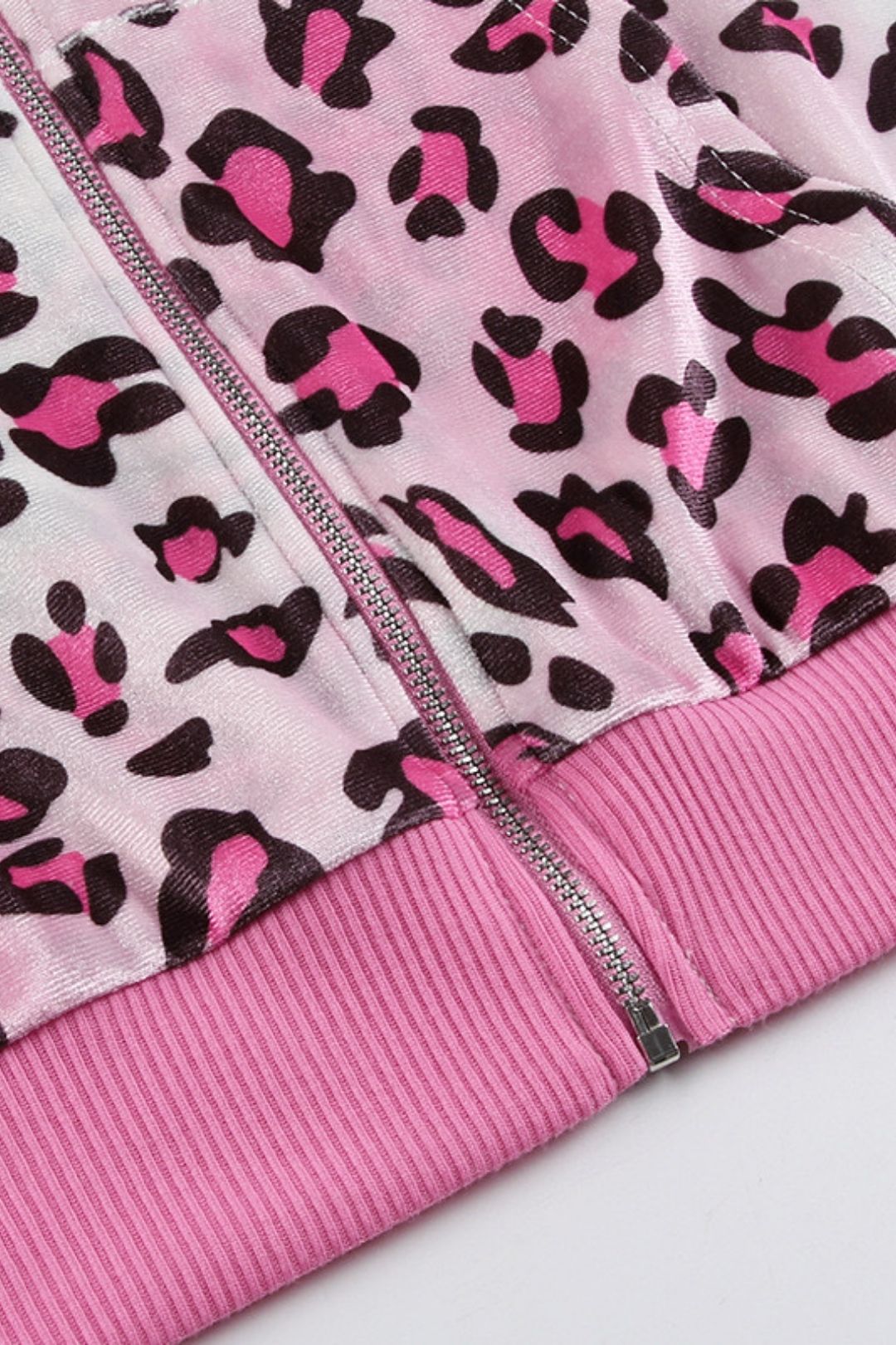 Winter Velvet Animal Print Hottie Hooded Crop Top Coat Mini Skirt Suit