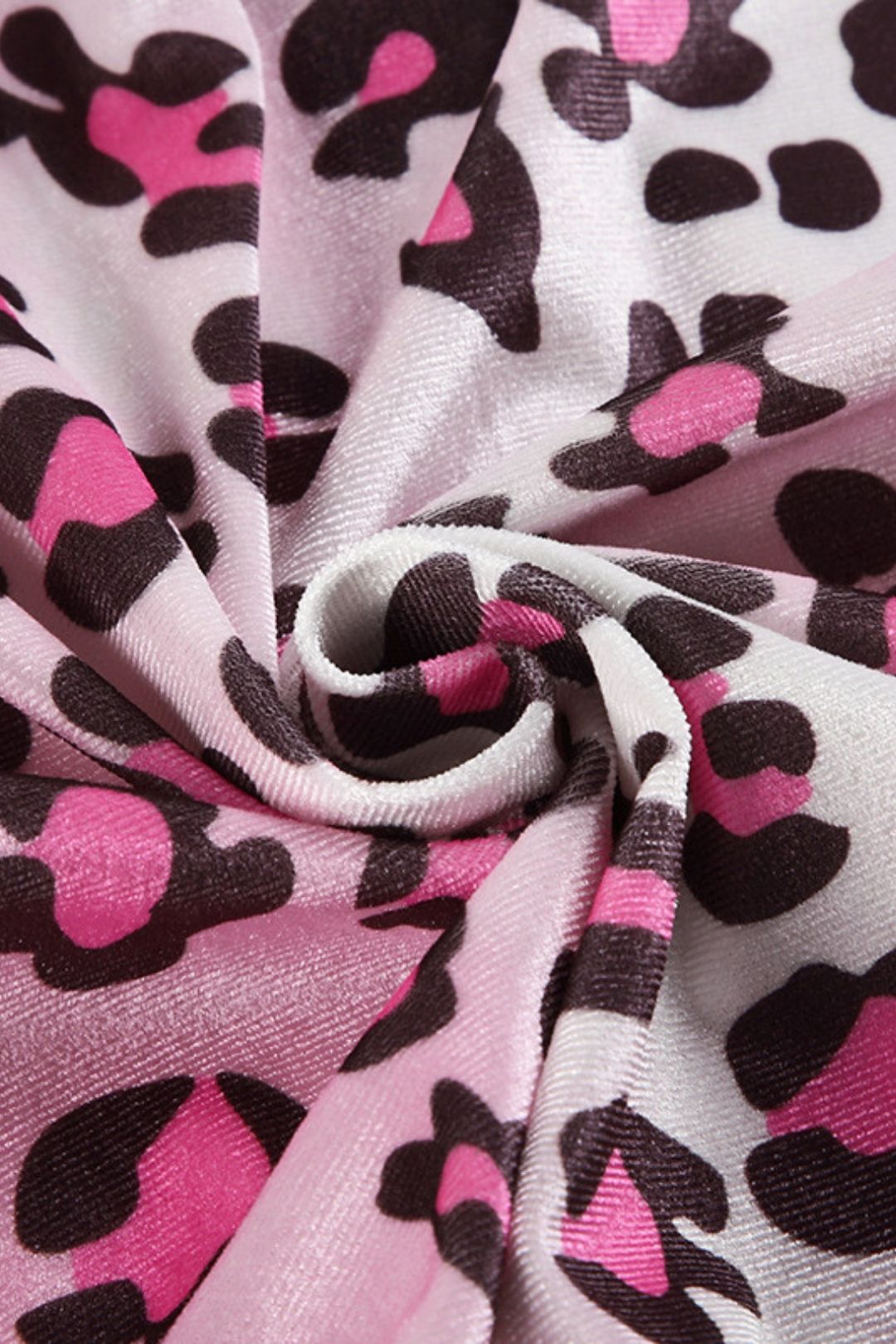 Winter Velvet Animal Print Hottie Hooded Crop Top Coat Mini Skirt Suit