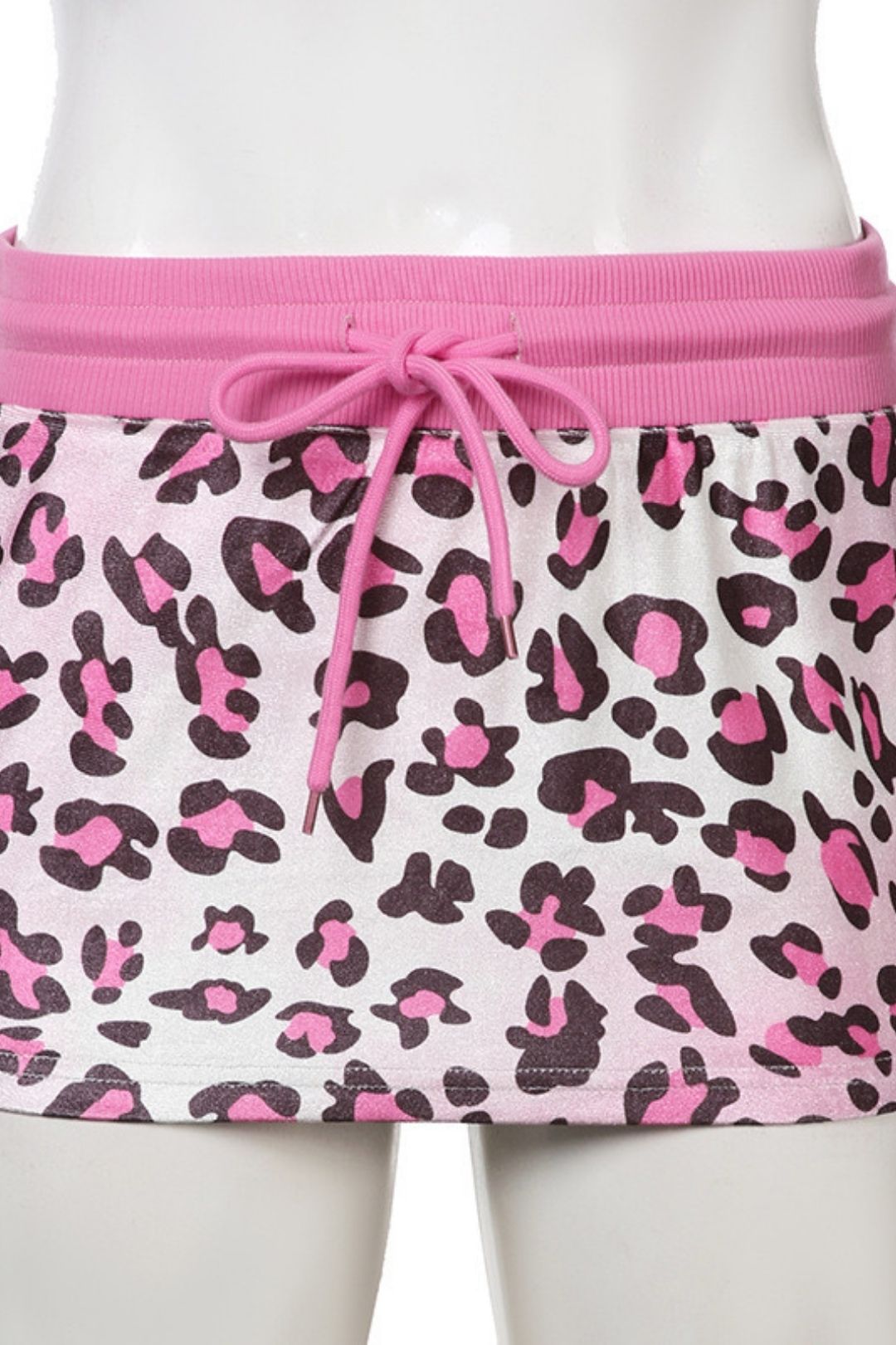 Winter Velvet Animal Print Hottie Hooded Crop Top Coat Mini Skirt Suit