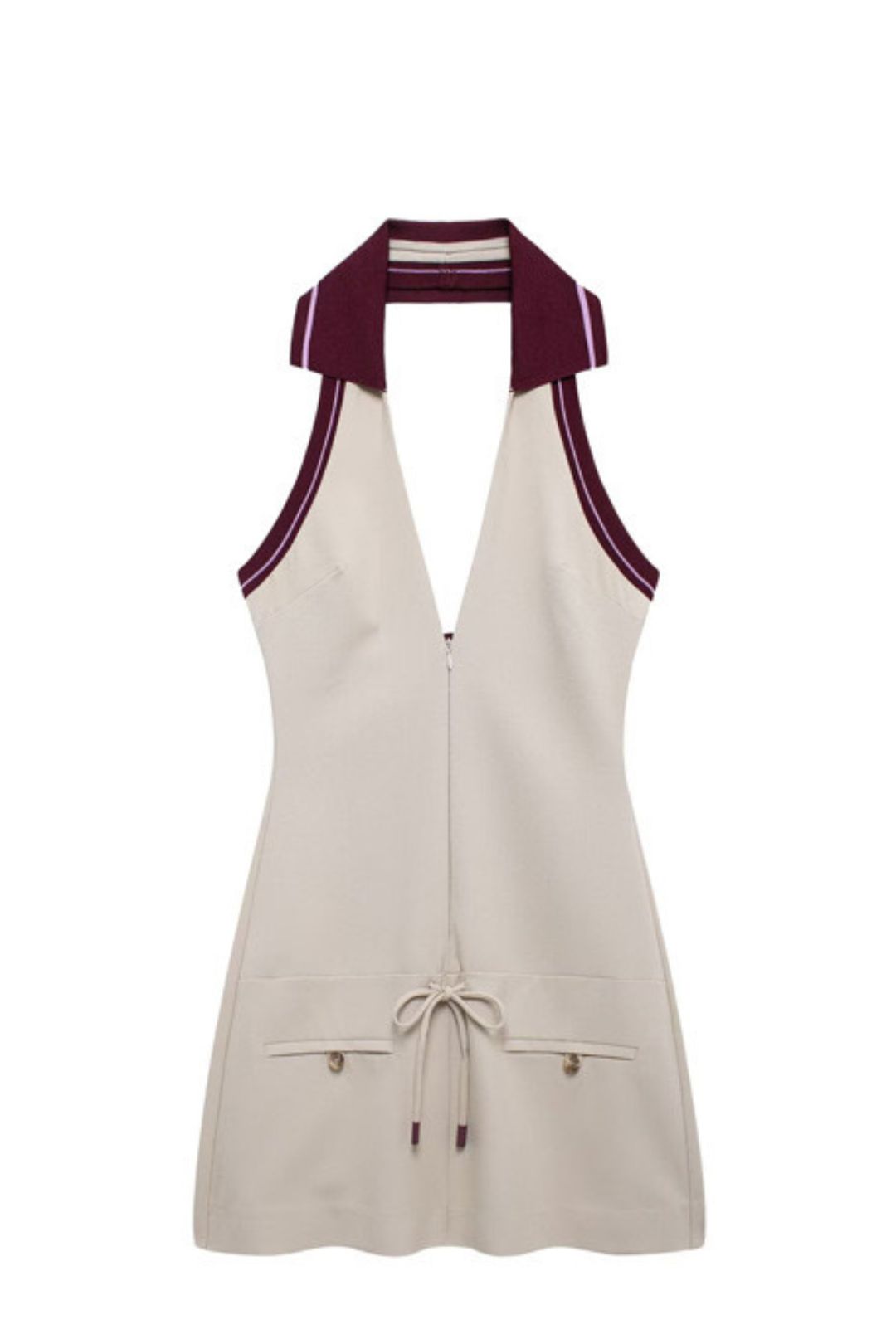 New Stitching Striped Ribbed Halter Dress