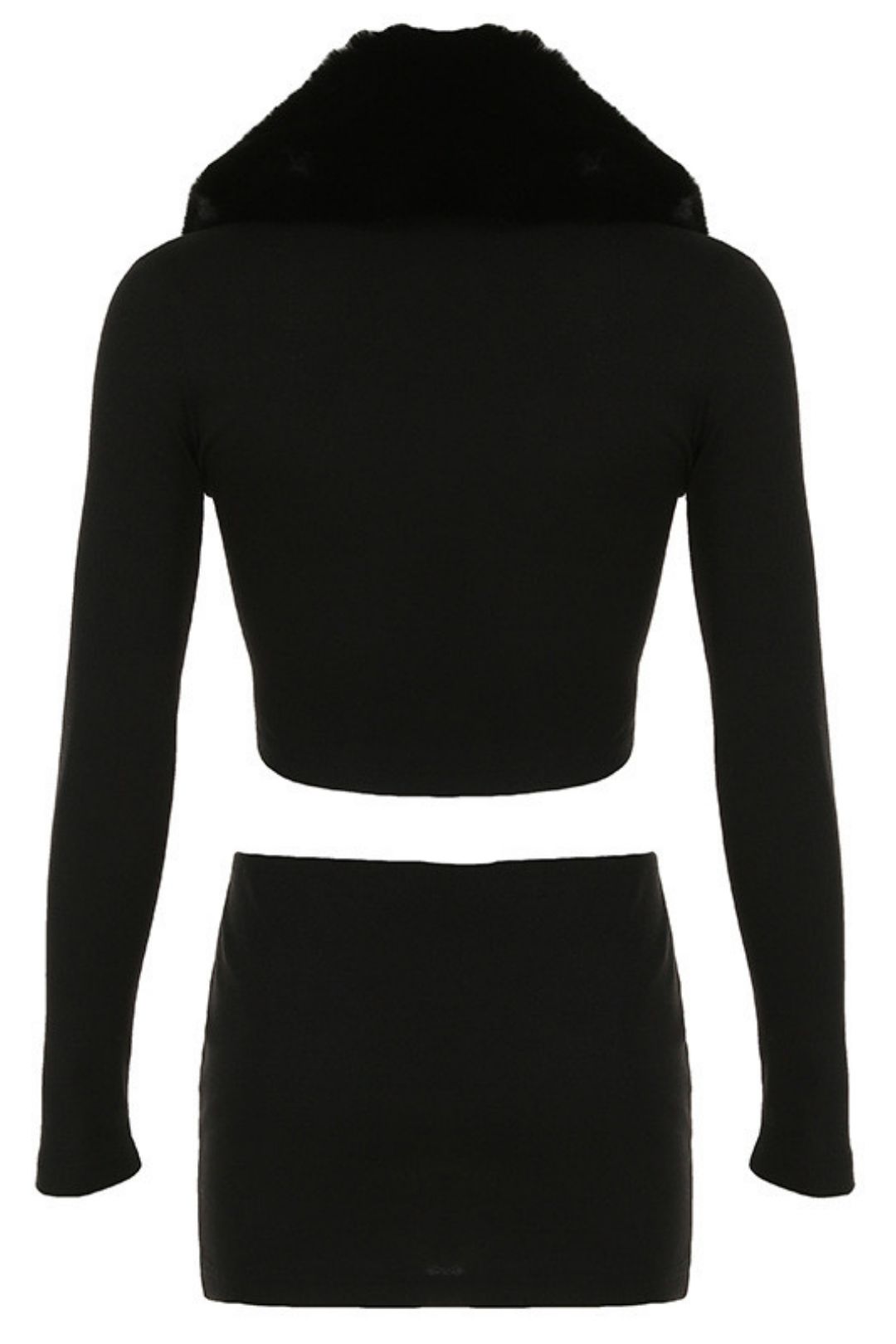 Long-sleeved Top Slit Skirt Suit Casual Two-piece Set