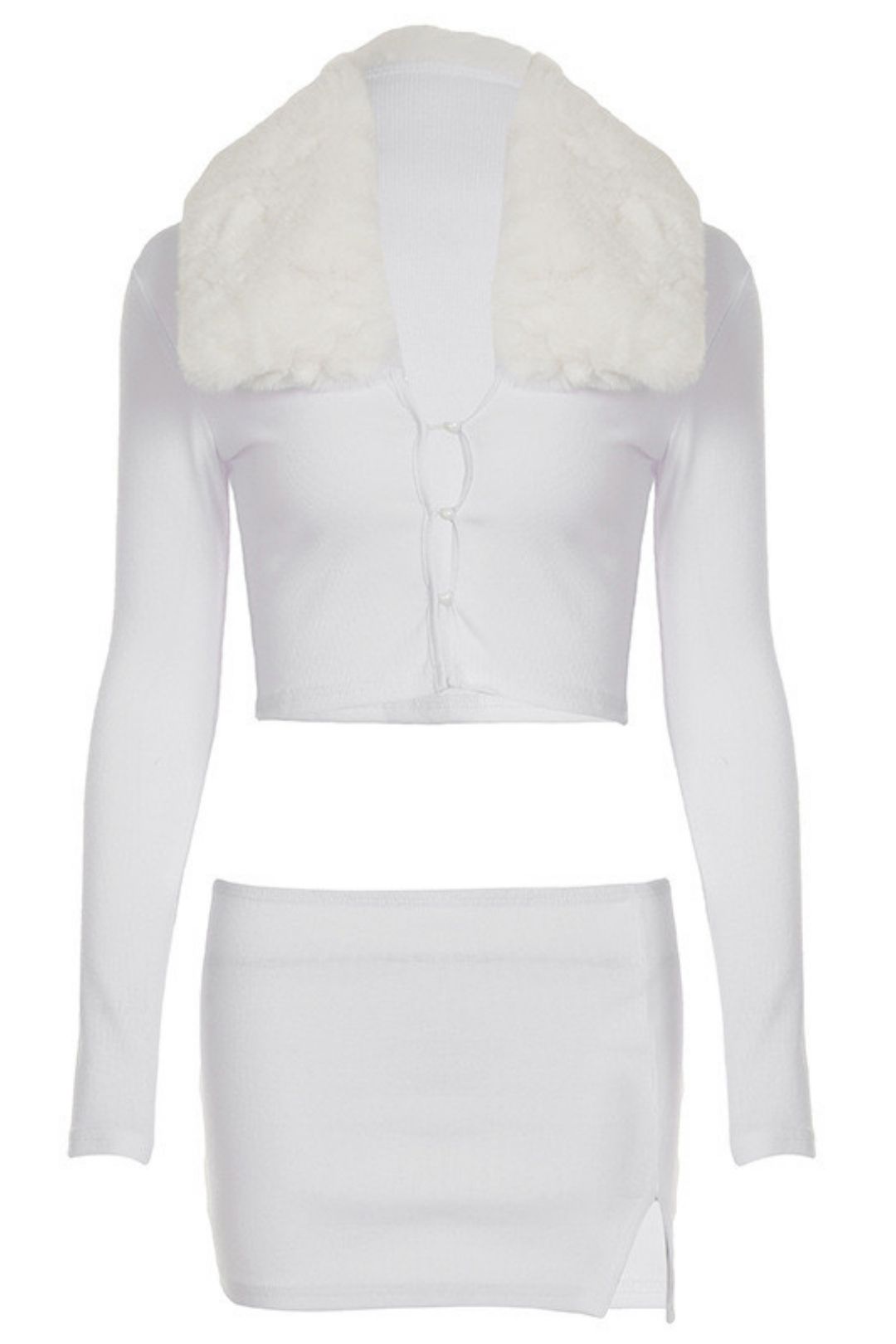 Long-sleeved Top Slit Skirt Suit Casual Two-piece Set