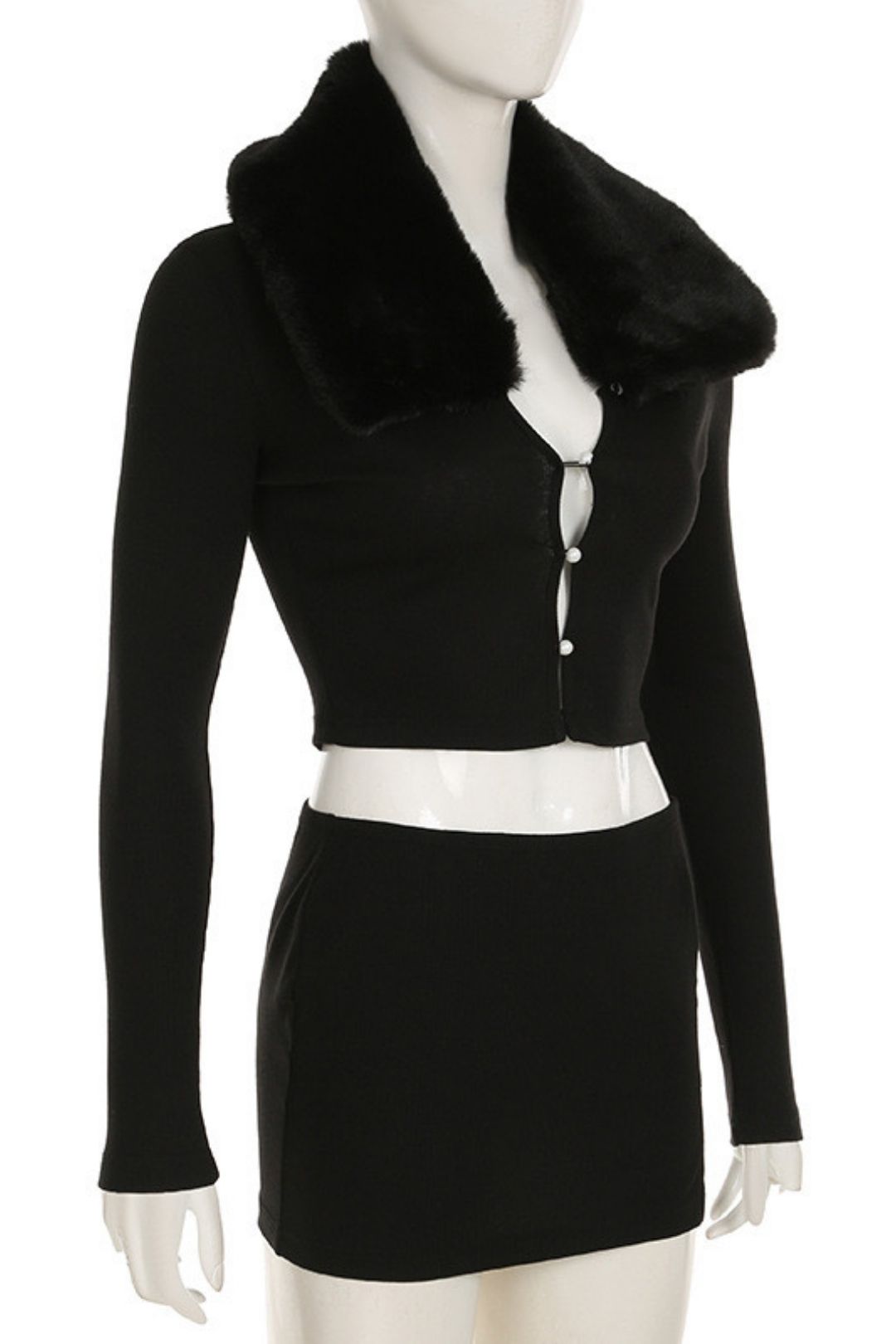 Long-sleeved Top Slit Skirt Suit Casual Two-piece Set