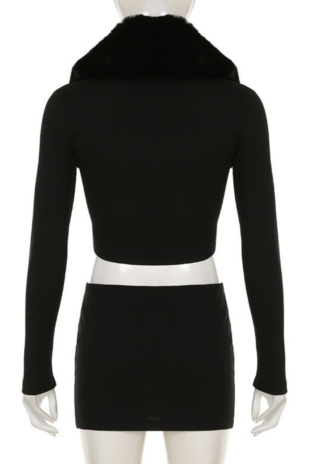 Long-sleeved Top Slit Skirt Suit Casual Two-piece Set