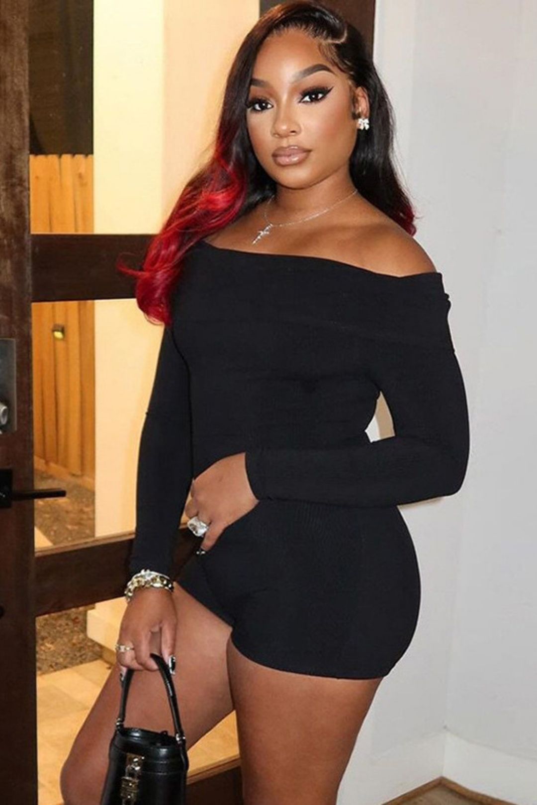 One-shoulder Long-sleeved Knitted Jumpsuit