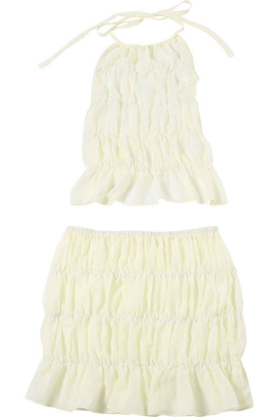 Sexy Sleeveless Halterneck Pleated Backless Solid Color Short Skirt Suit