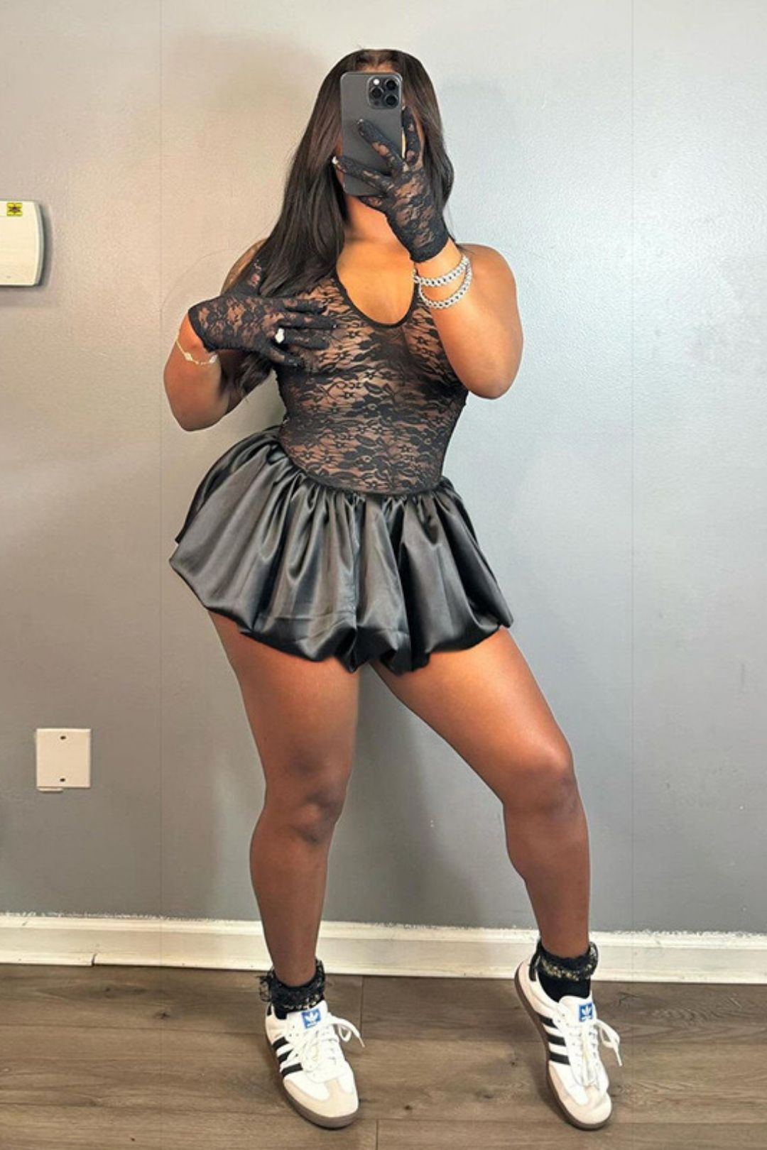 Sexy Halterneck Style Spliced ​​lace Sexy Style High-waisted Short Skirt