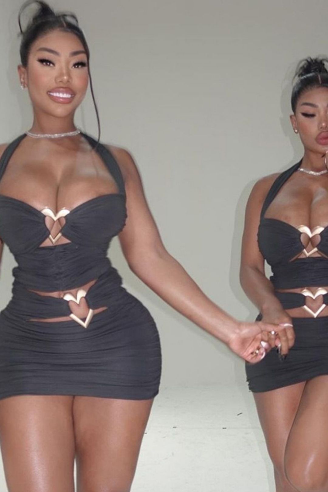 Sexy Hottie Halter Neck Love Metal Buckle Hollow Sexy Tight Dress