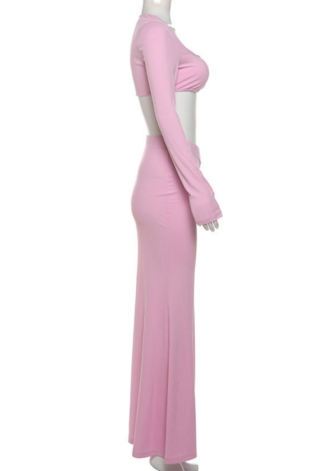 Long-sleeved Square Collar Short Slim Top And Hip-covering Long Skirt Suit