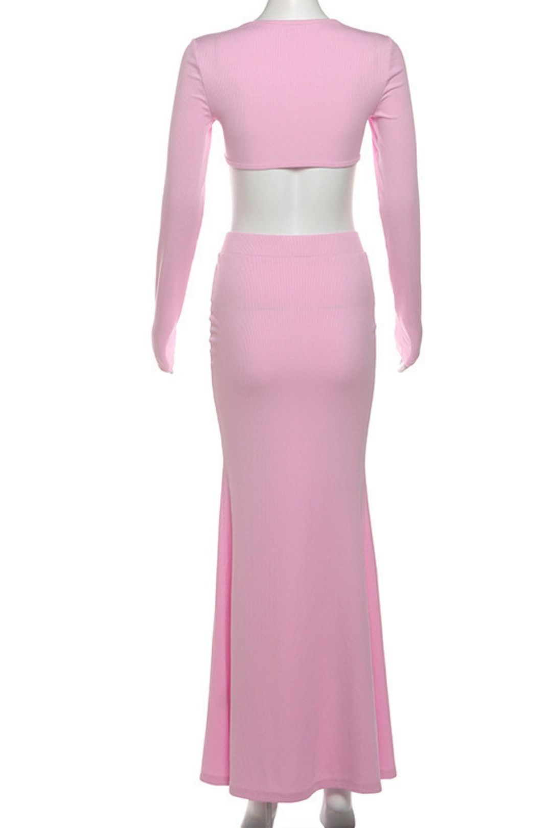 Long-sleeved Square Collar Short Slim Top And Hip-covering Long Skirt Suit