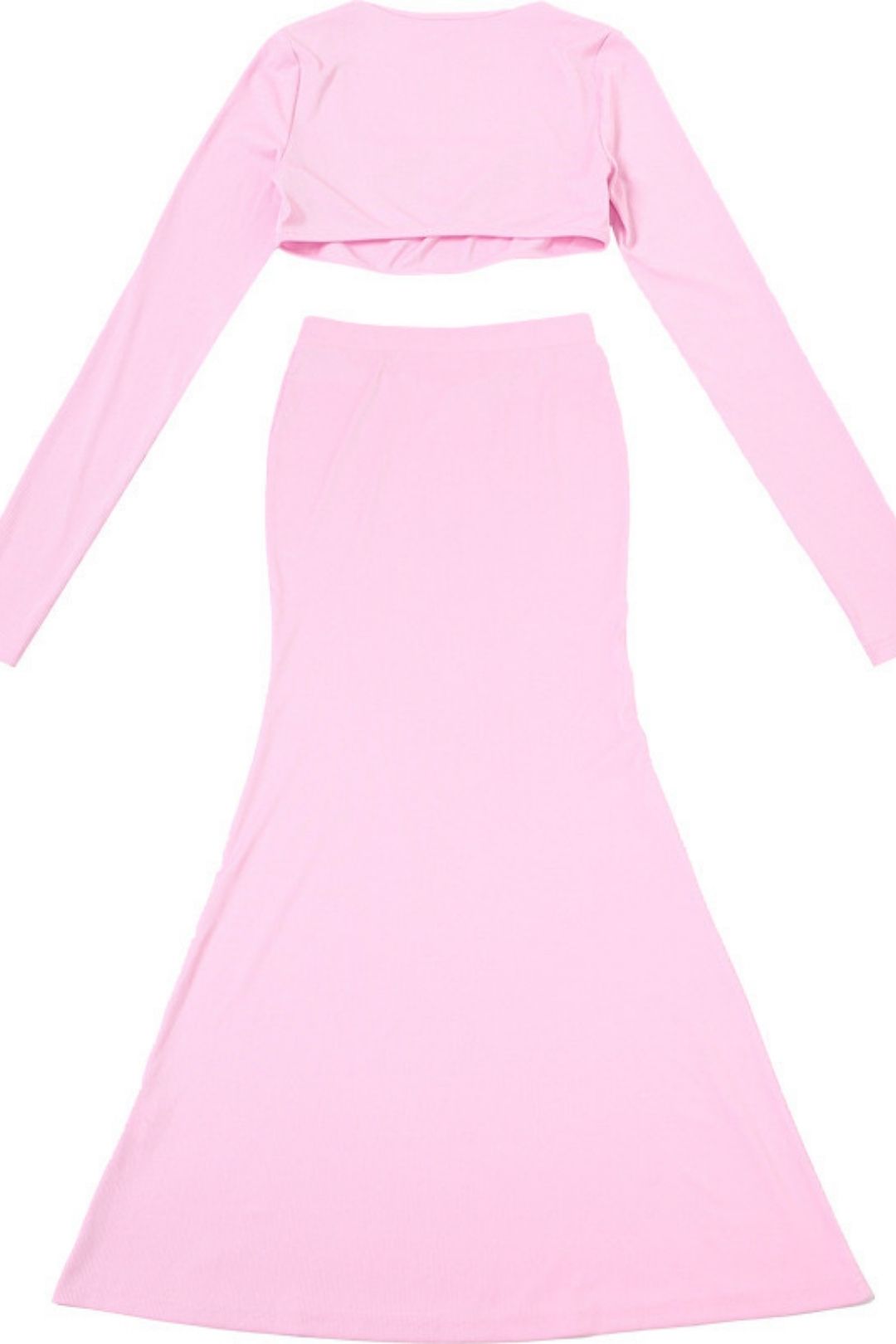 Long-sleeved Square Collar Short Slim Top And Hip-covering Long Skirt Suit