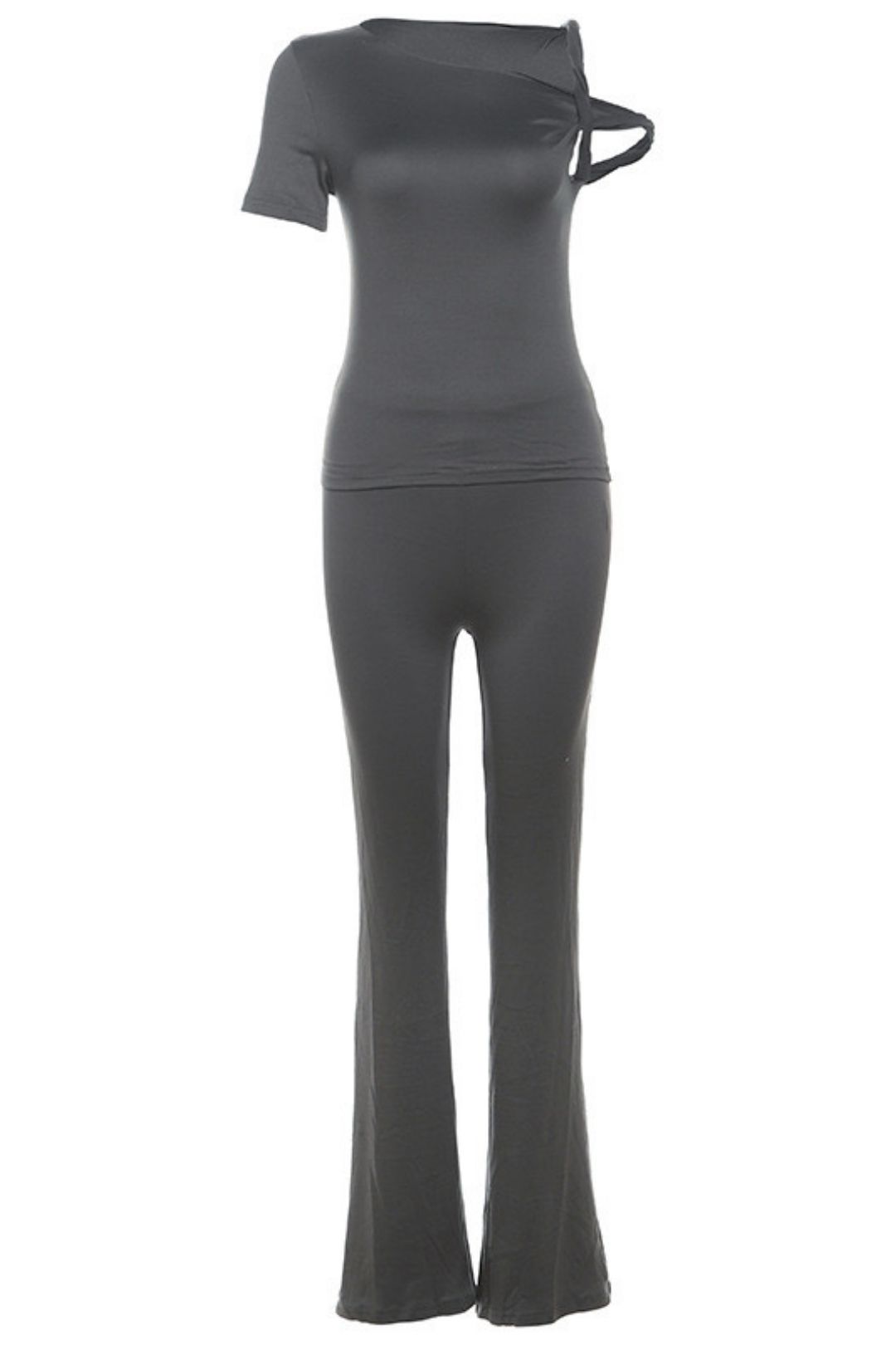 Sexy Slanted Shoulder Comfortable Slim Top And Trousers Suit