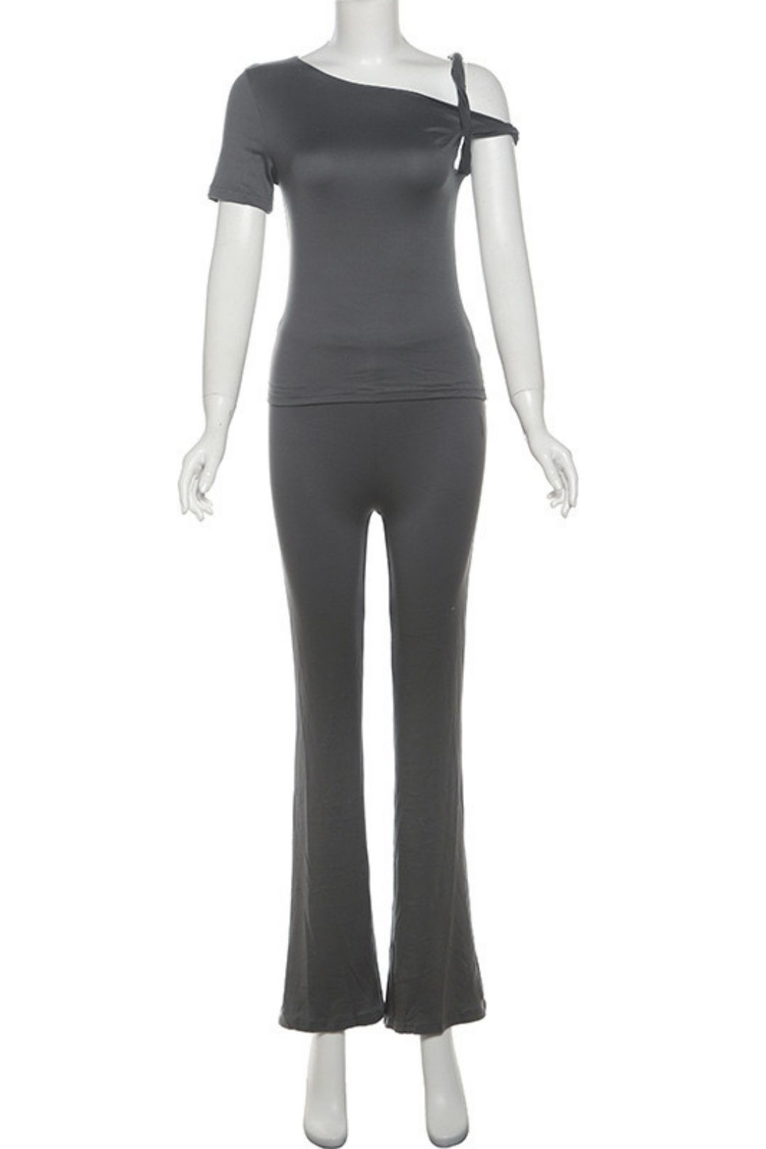 Sexy Slanted Shoulder Comfortable Slim Top And Trousers Suit
