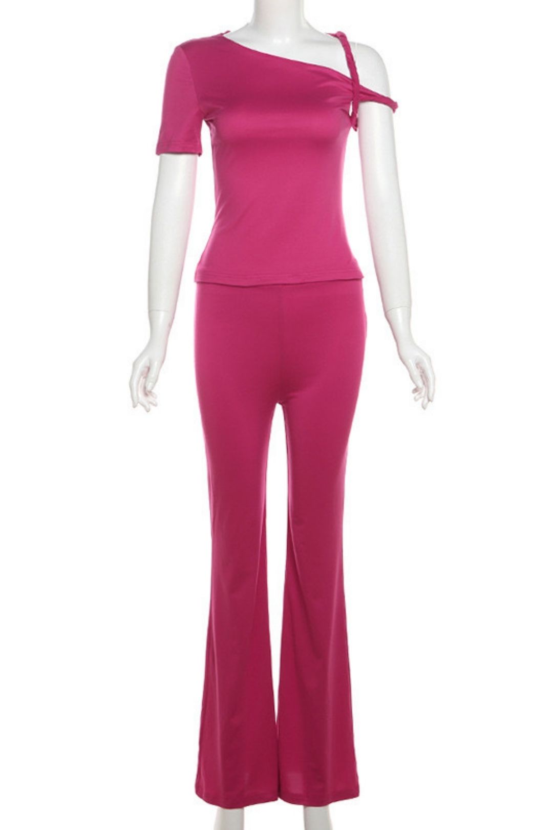 Sexy Slanted Shoulder Comfortable Slim Top And Trousers Suit