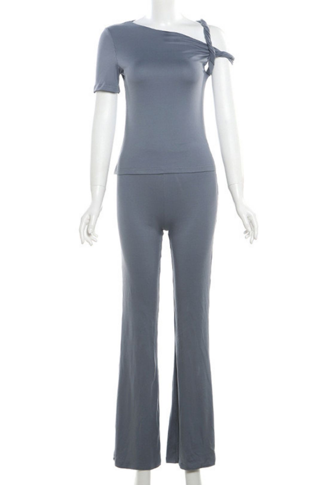 Sexy Slanted Shoulder Comfortable Slim Top And Trousers Suit