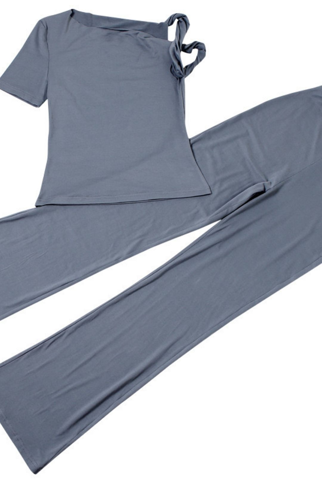 Sexy Slanted Shoulder Comfortable Slim Top And Trousers Suit