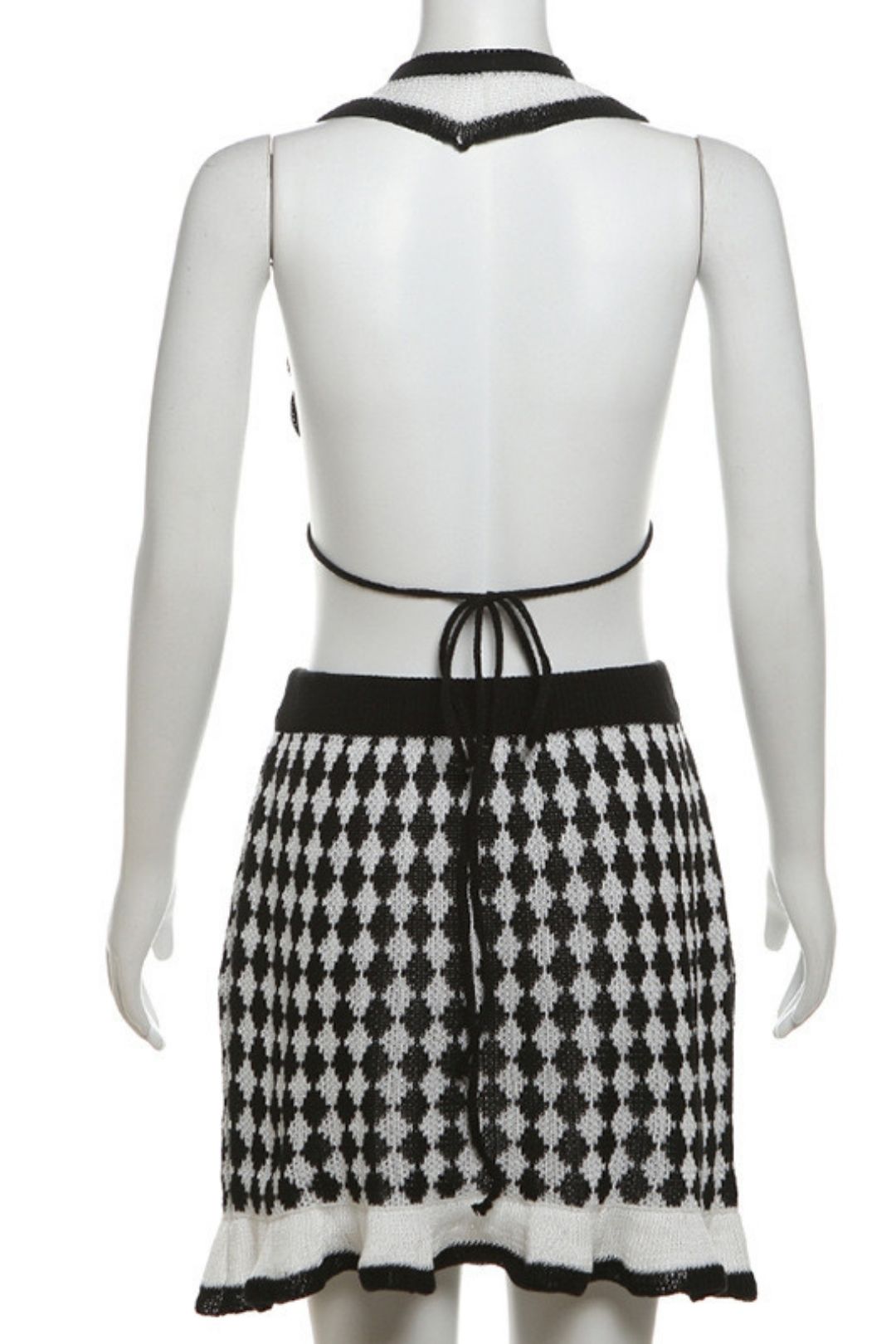 Sexy Hottie Bikini Underwear Plaid Knitted Skirt Two-piece Set