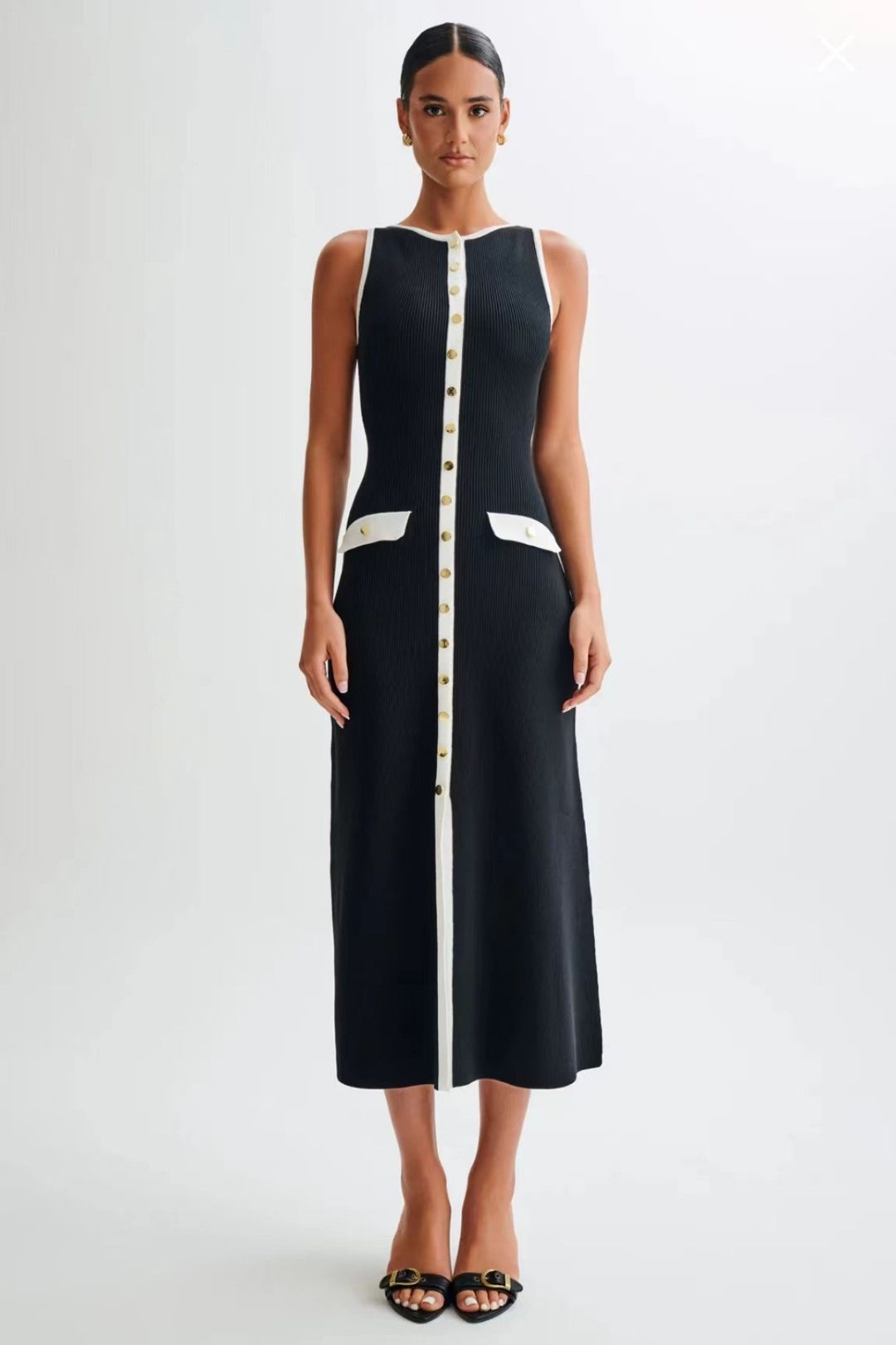 Long Sleeveless Round Neck Woolen Dress