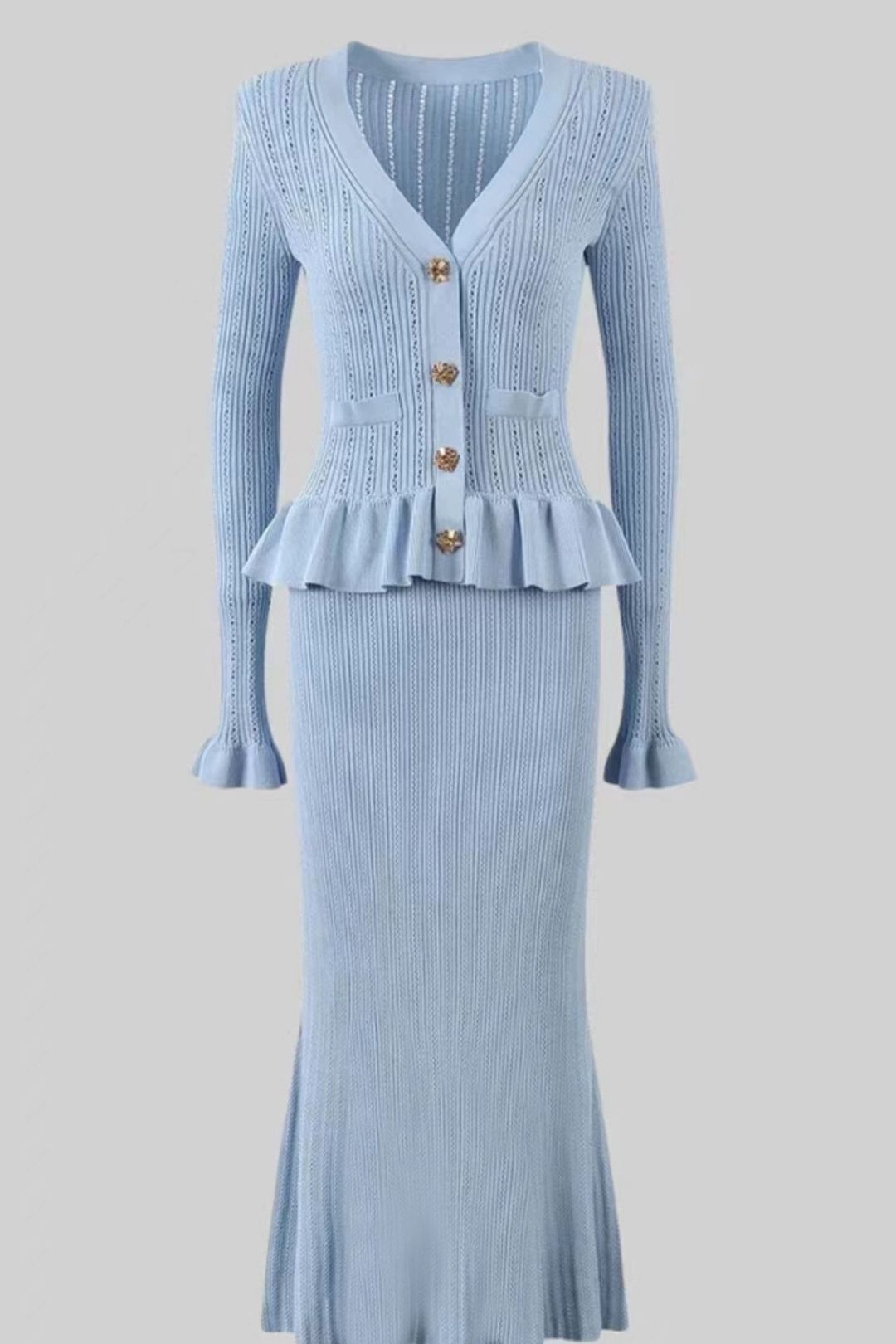 Small Fragrant Ruffled V-neck Small Fishtail Skirt Suit Skirt