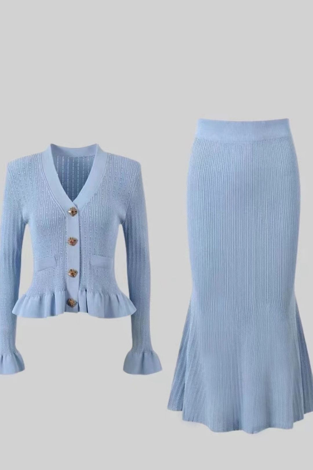 Small Fragrant Ruffled V-neck Small Fishtail Skirt Suit Skirt