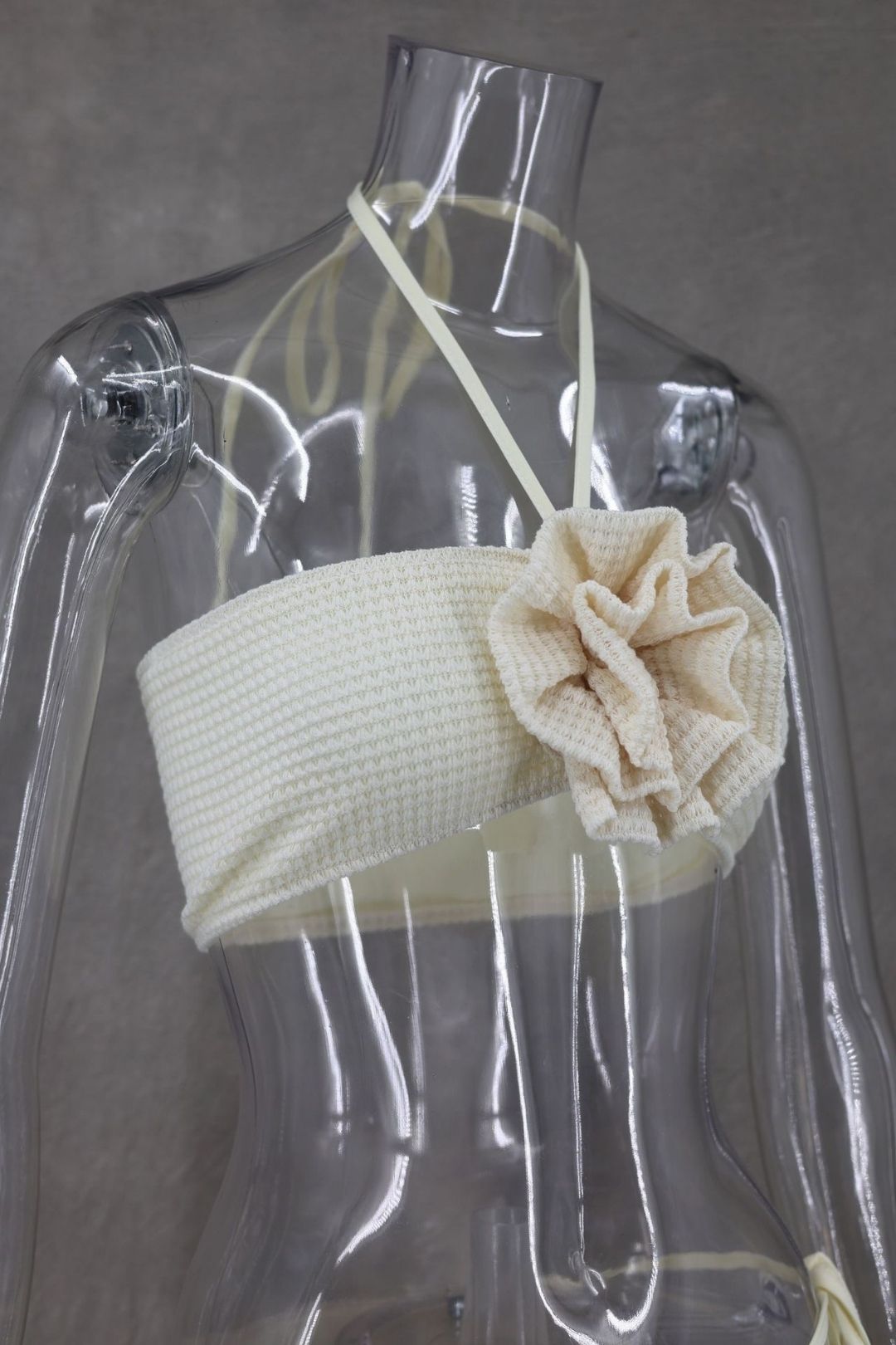 Sleeveless Tube Top Hanging Collar Knitted Slit High Waist Skirt Three-piece Set