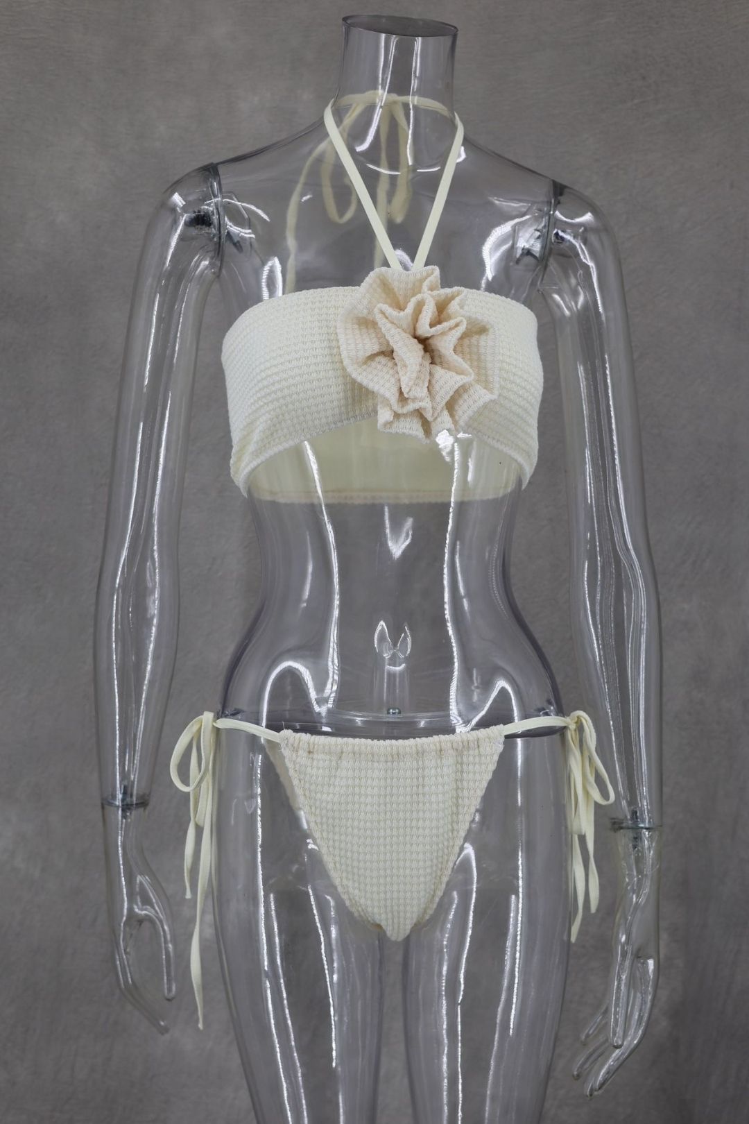 Sleeveless Tube Top Hanging Collar Knitted Slit High Waist Skirt Three-piece Set