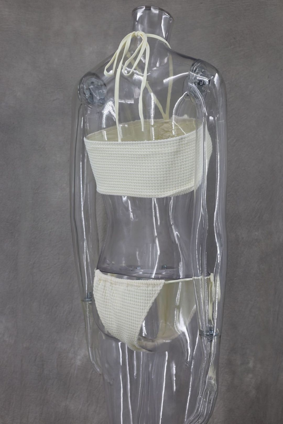 Sleeveless Tube Top Hanging Collar Knitted Slit High Waist Skirt Three-piece Set