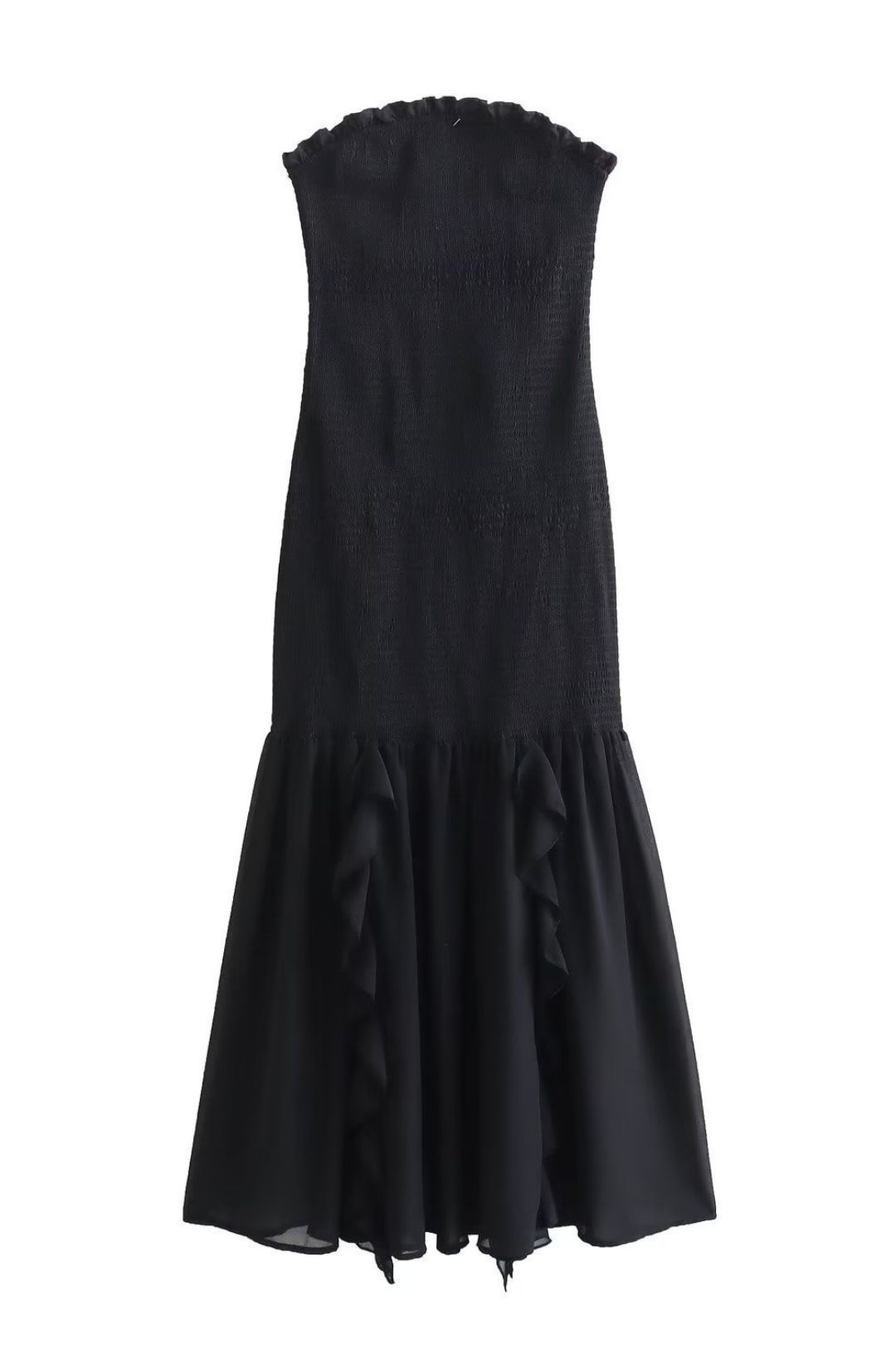 Sexy Tube Top Waist Black Pleated Dress
