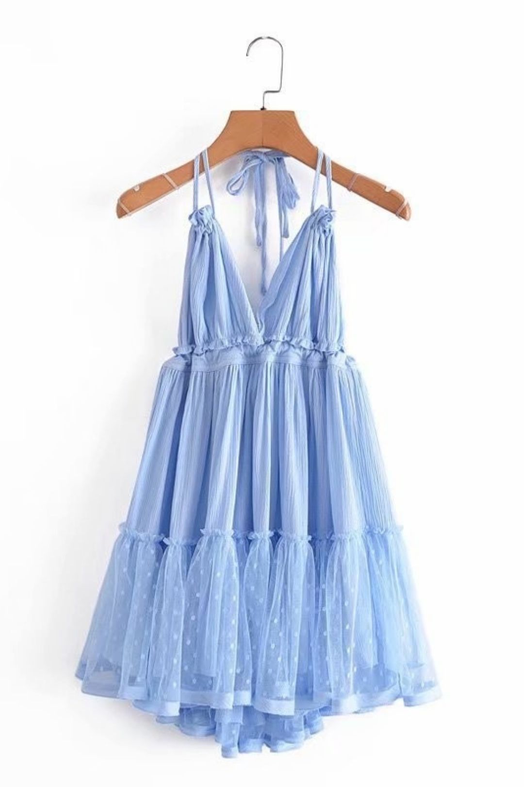 Waist Slimming Hem Mesh Splicing Backless Suspender Dress