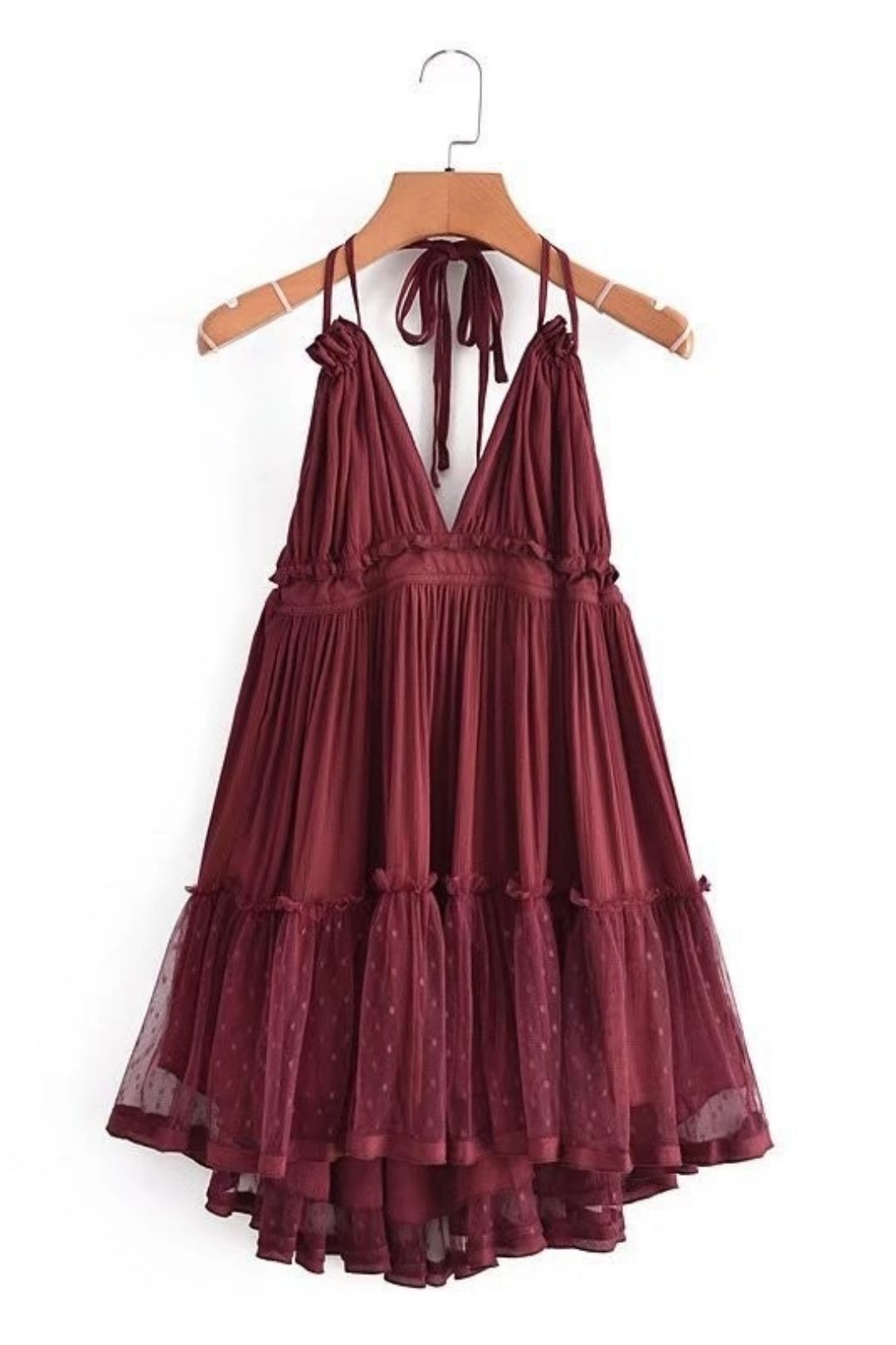 Waist Slimming Hem Mesh Splicing Backless Suspender Dress