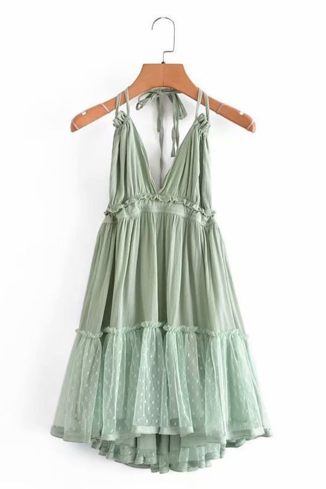 Waist Slimming Hem Mesh Splicing Backless Suspender Dress